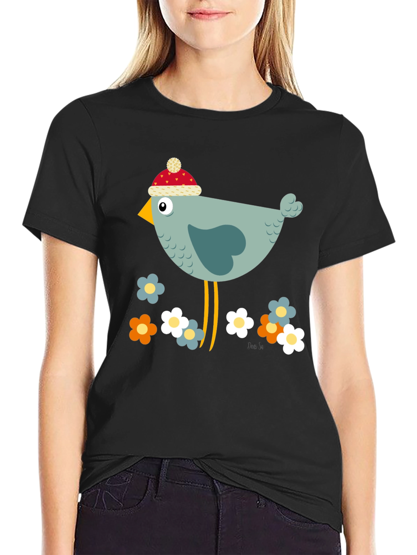 Cartoon Bird Graphic Tee - Whimsical Bird Lovers T-Shirt