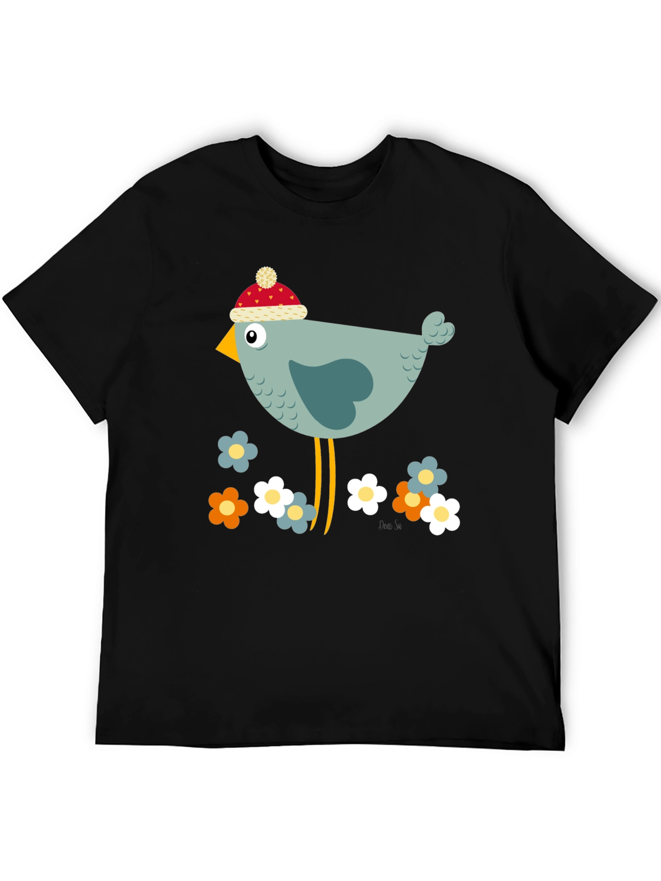 Cartoon Bird Graphic Tee - Whimsical Bird Lovers T-Shirt