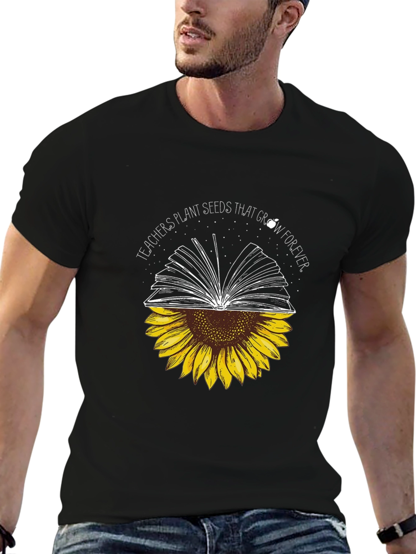 Teachers Plant Seeds Sunflower Book T-Shirt
