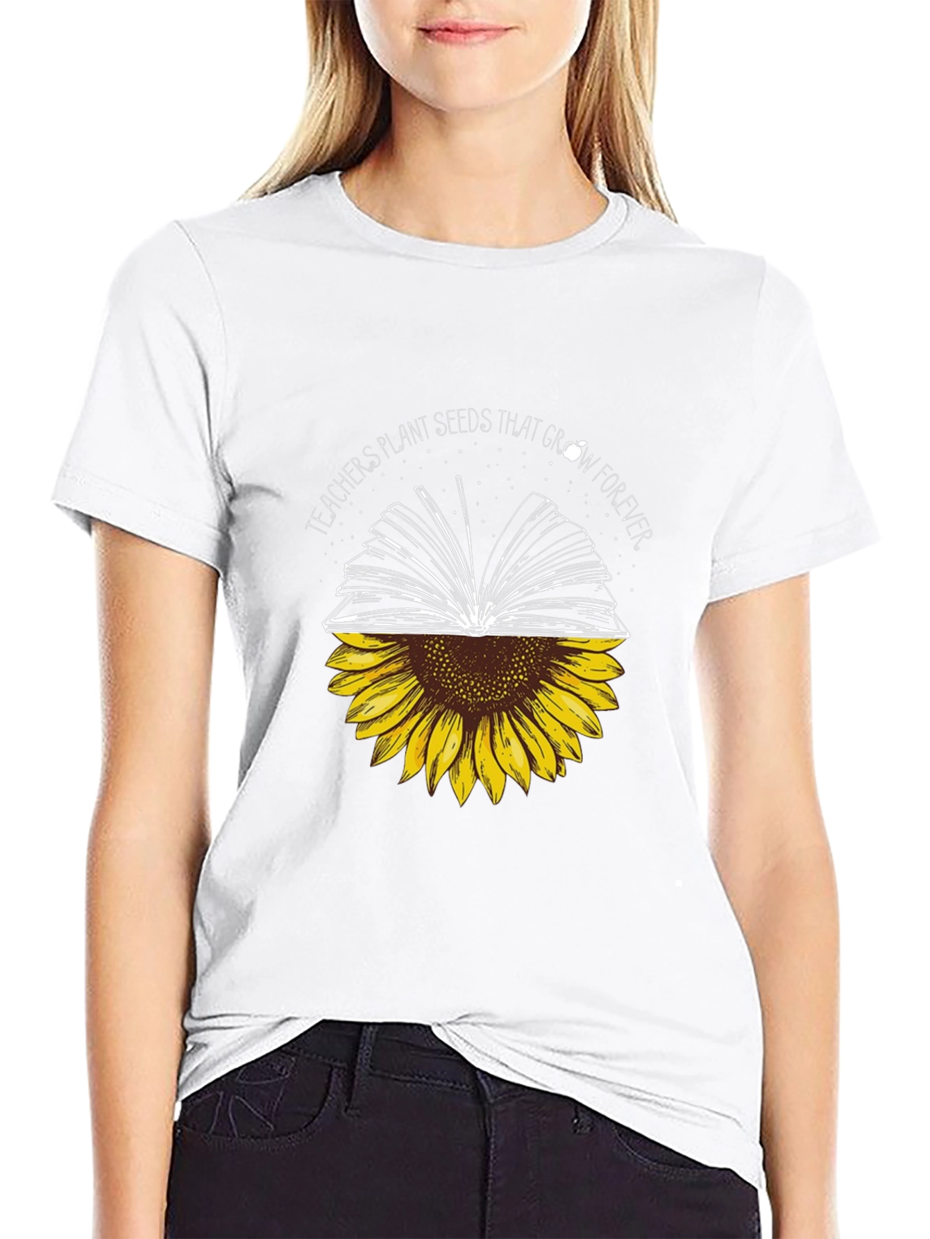Teachers Plant Seeds Sunflower Book T-Shirt