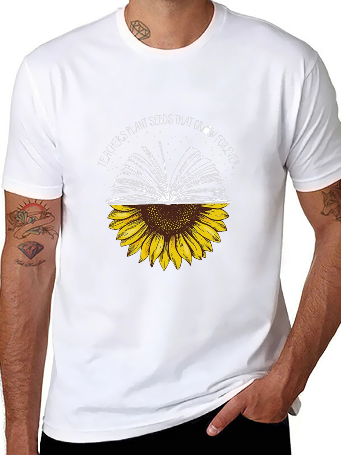 Teachers Plant Seeds Sunflower Book T-Shirt