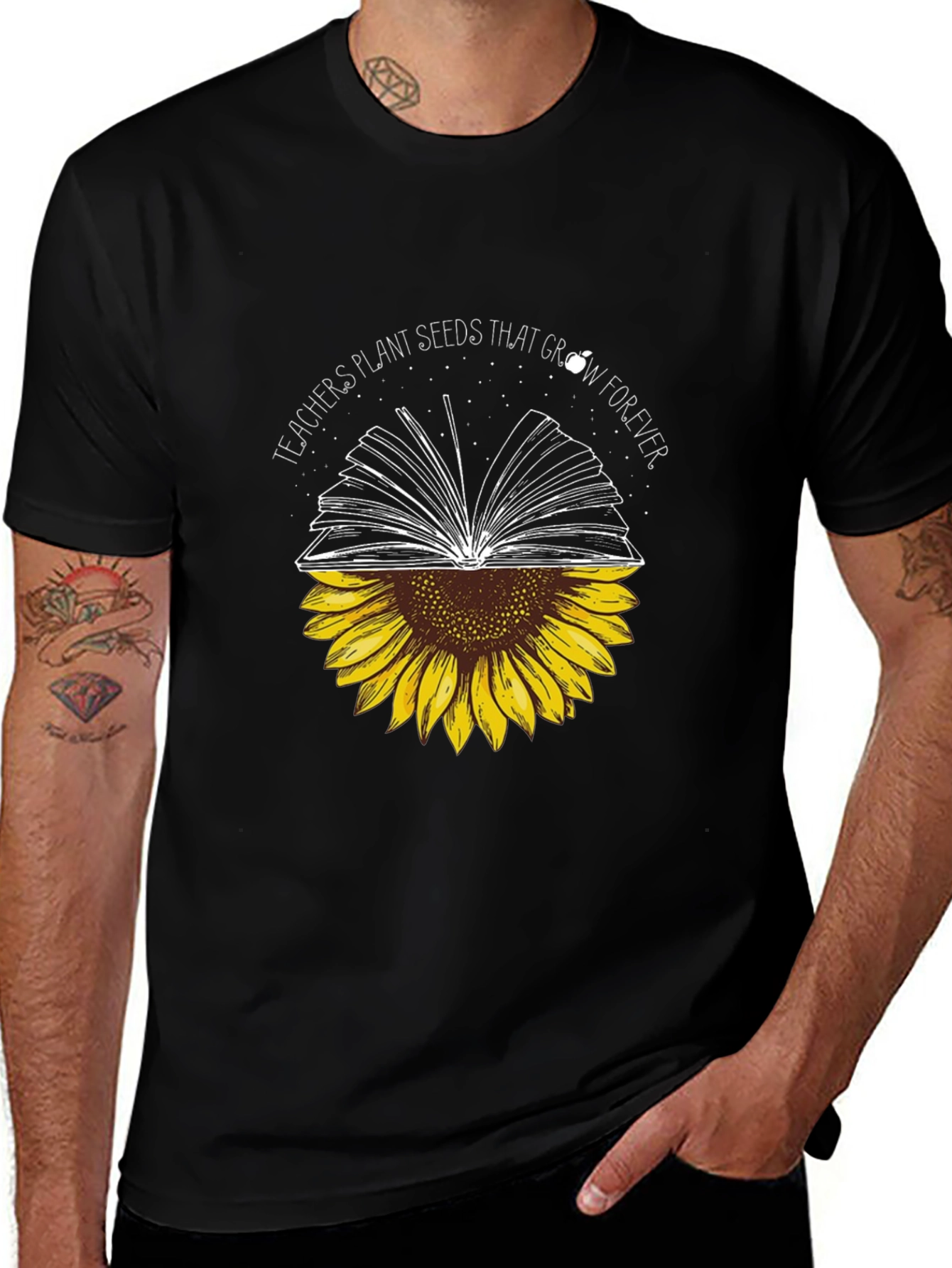 Teachers Plant Seeds Sunflower Book T-Shirt