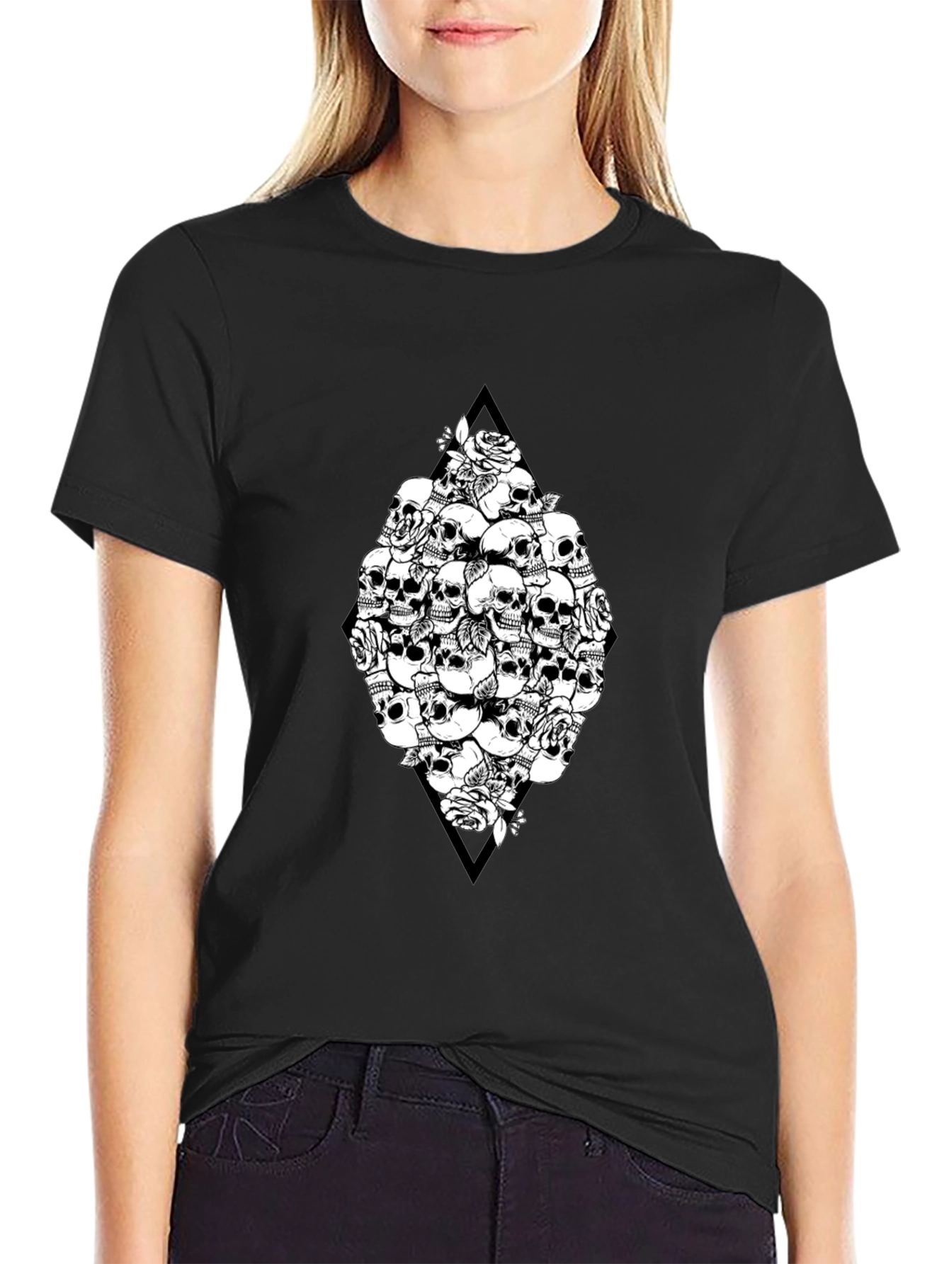 Skull & Rose Graphic Black T-Shirt