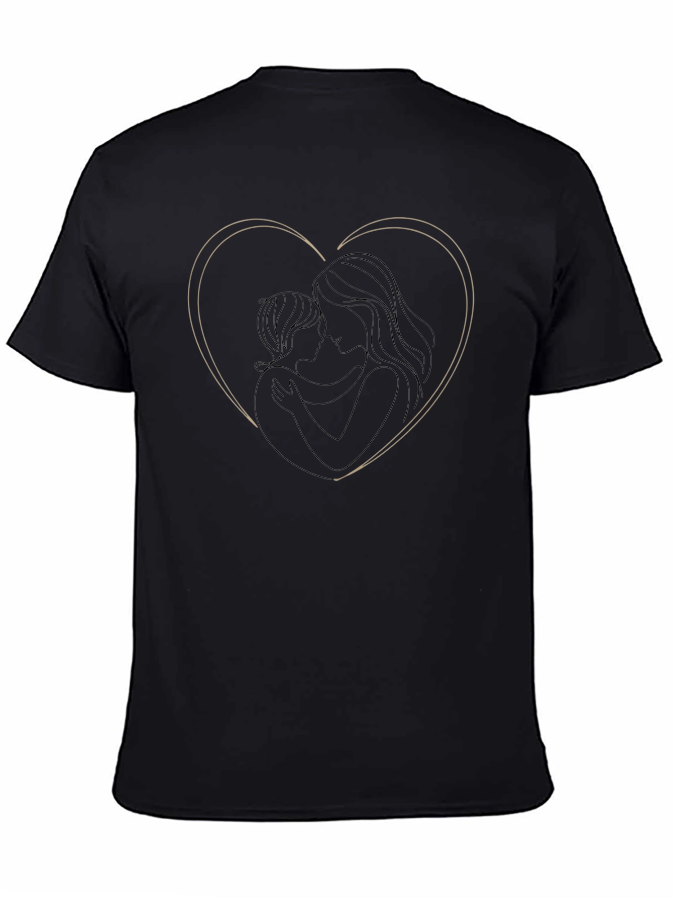 Heart Outline Mother & Child Black Tee
