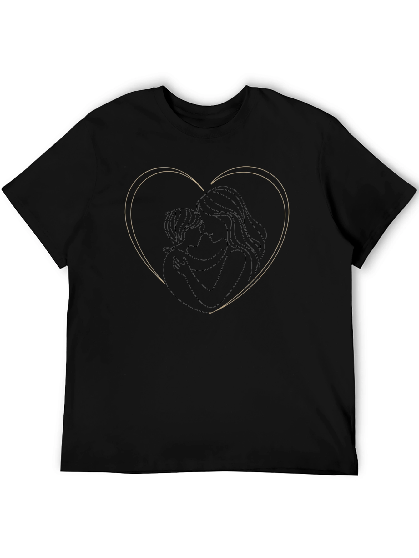Heart Outline Mother & Child Black Tee