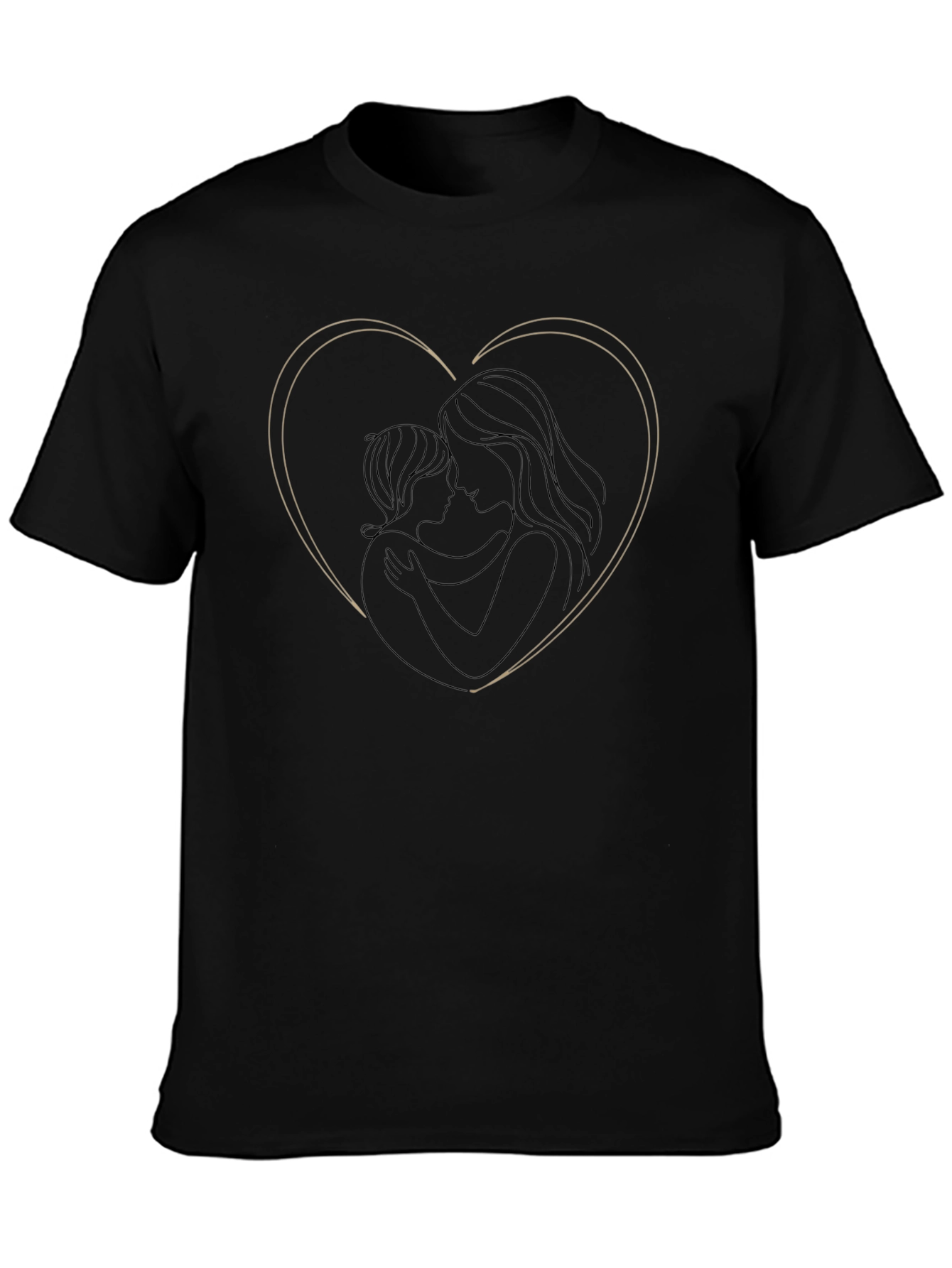 Heart Outline Mother & Child Black Tee
