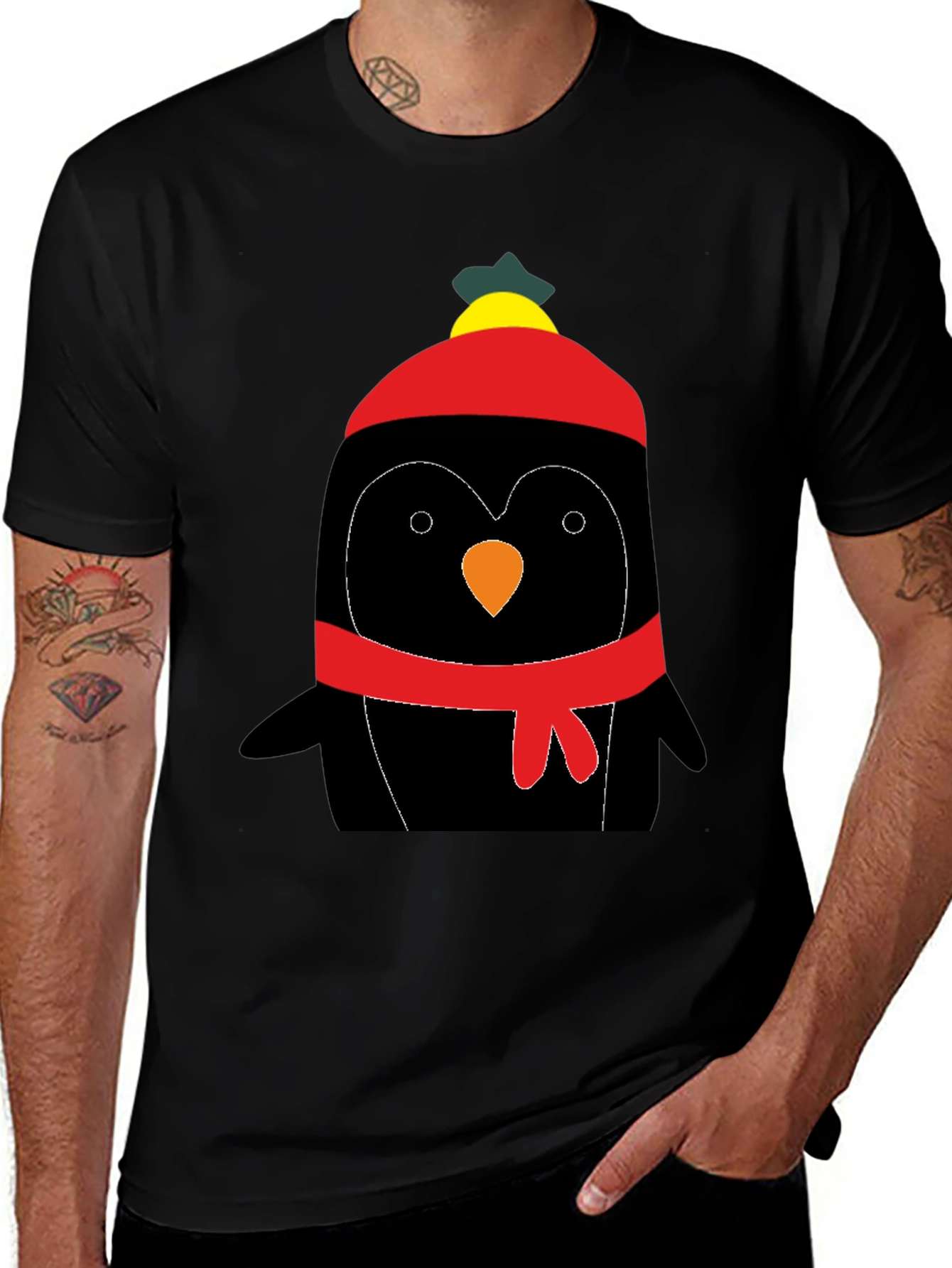 Cute Penguin Winter Hat Graphic Tee