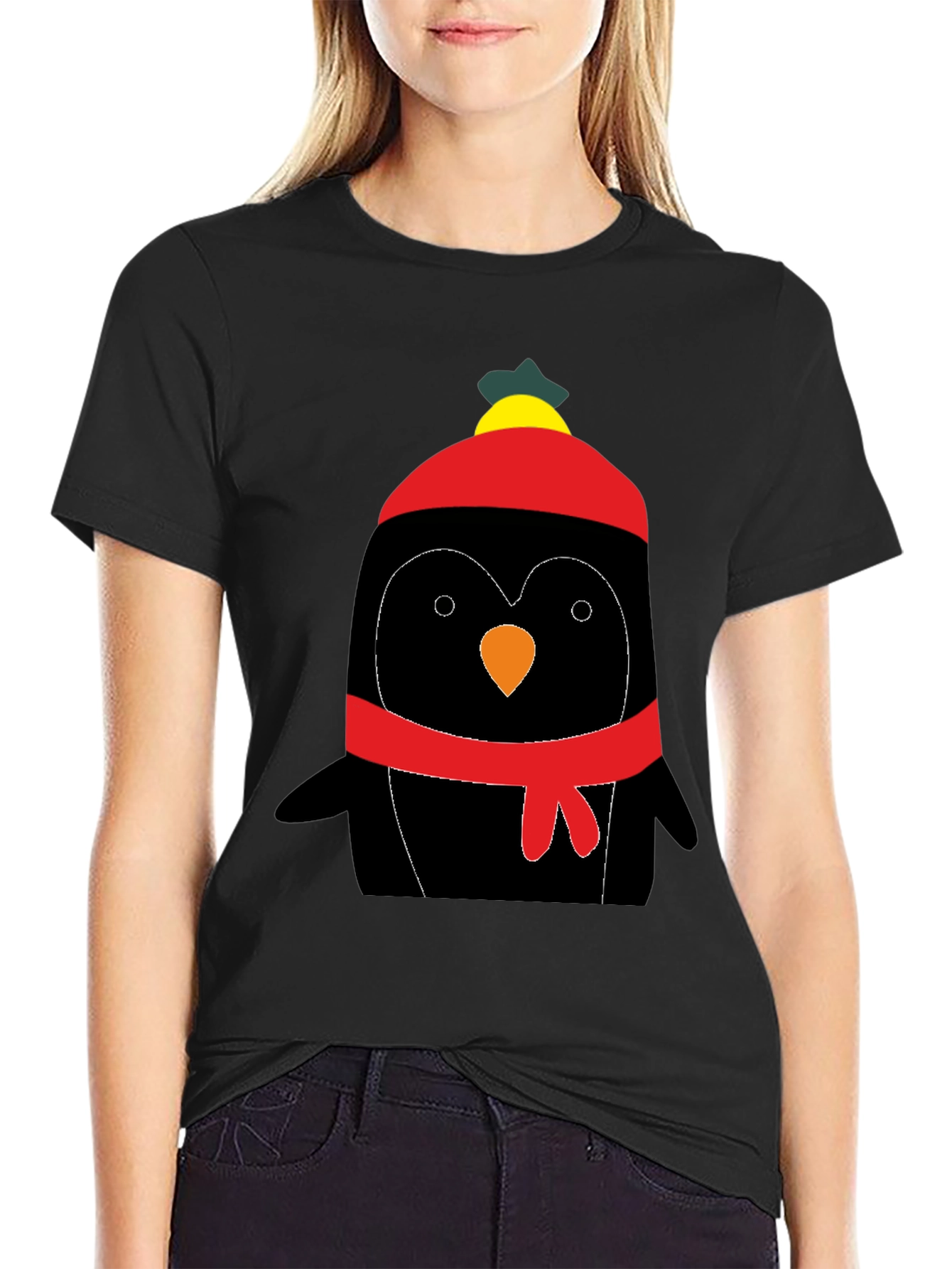 Cute Penguin Winter Hat Graphic Tee