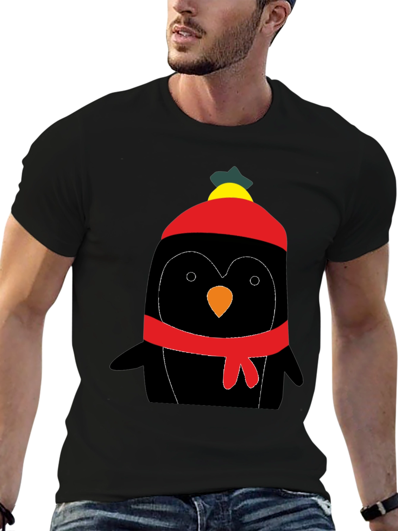 Cute Penguin Winter Hat Graphic Tee