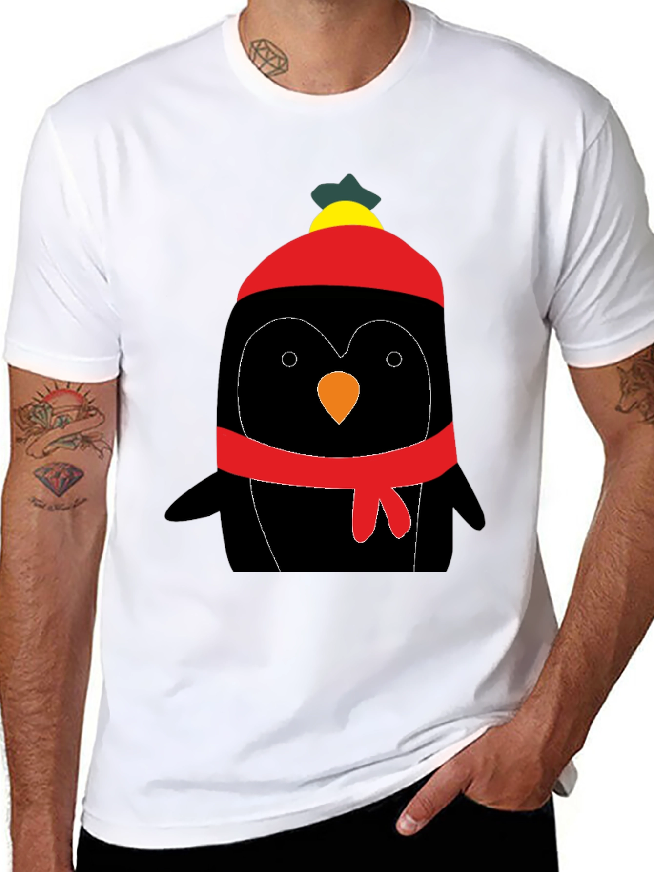 Cute Penguin Winter Hat Graphic Tee