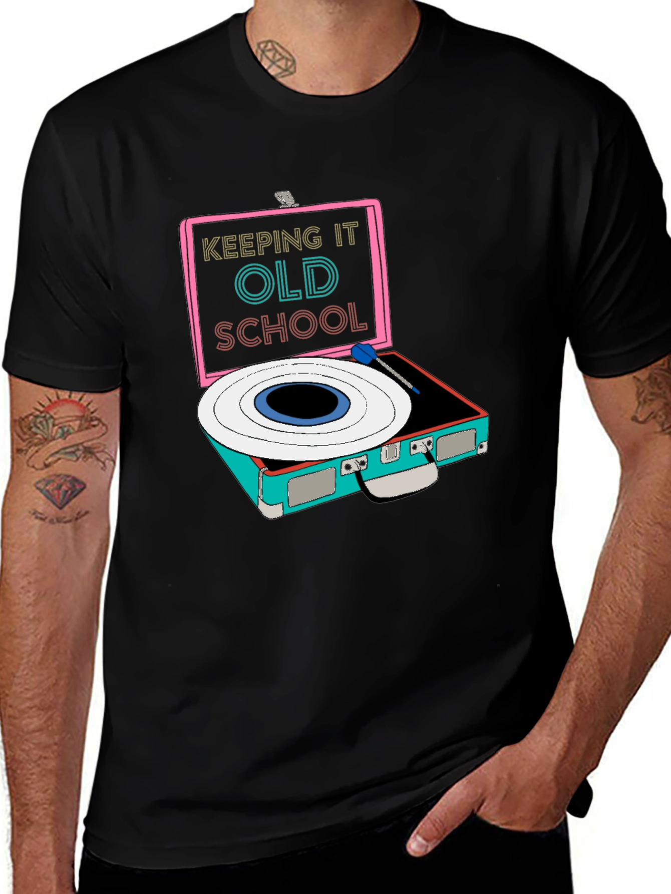 Retro Record Player Graphic Tee