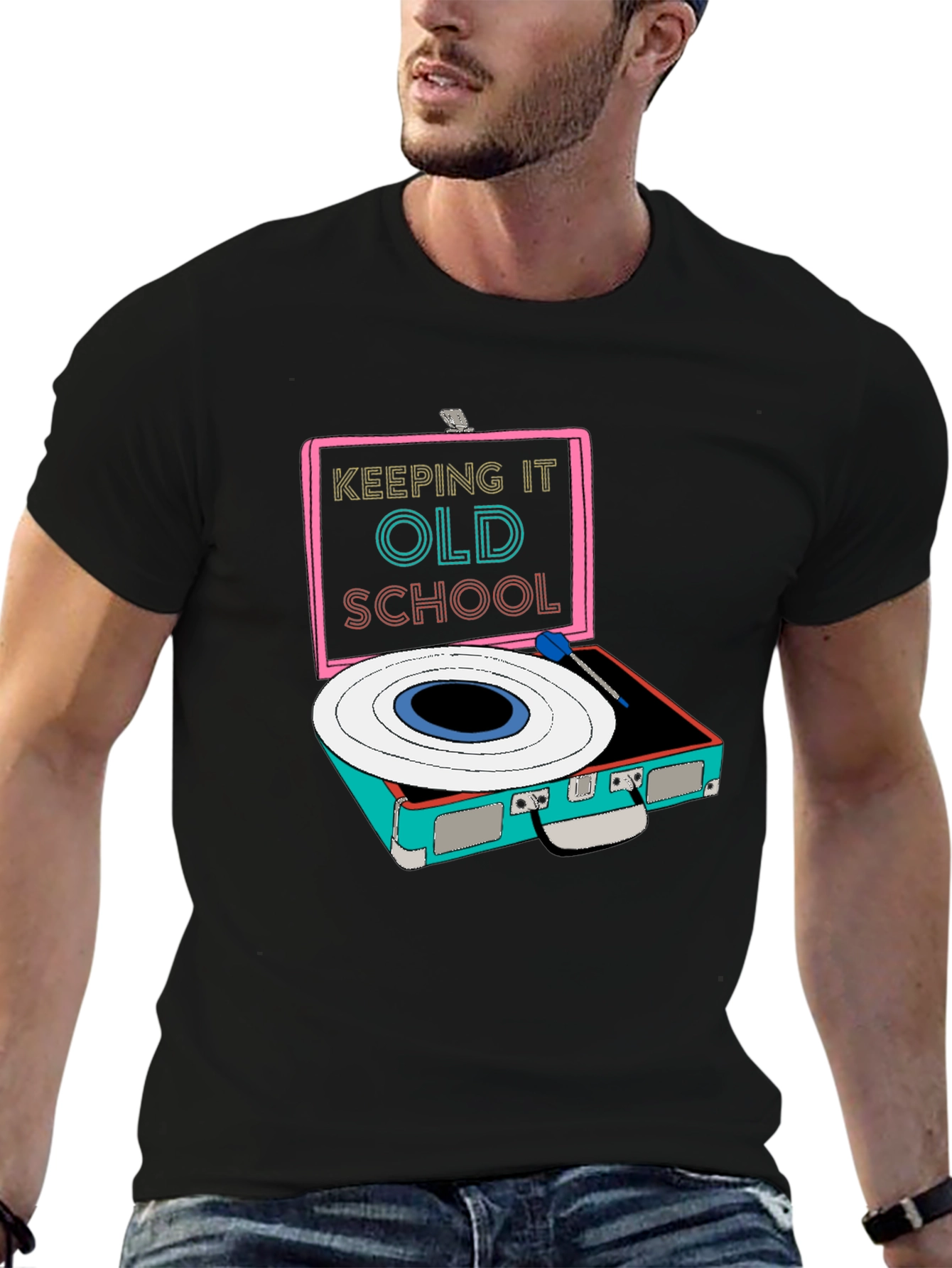 Retro Record Player Graphic Tee