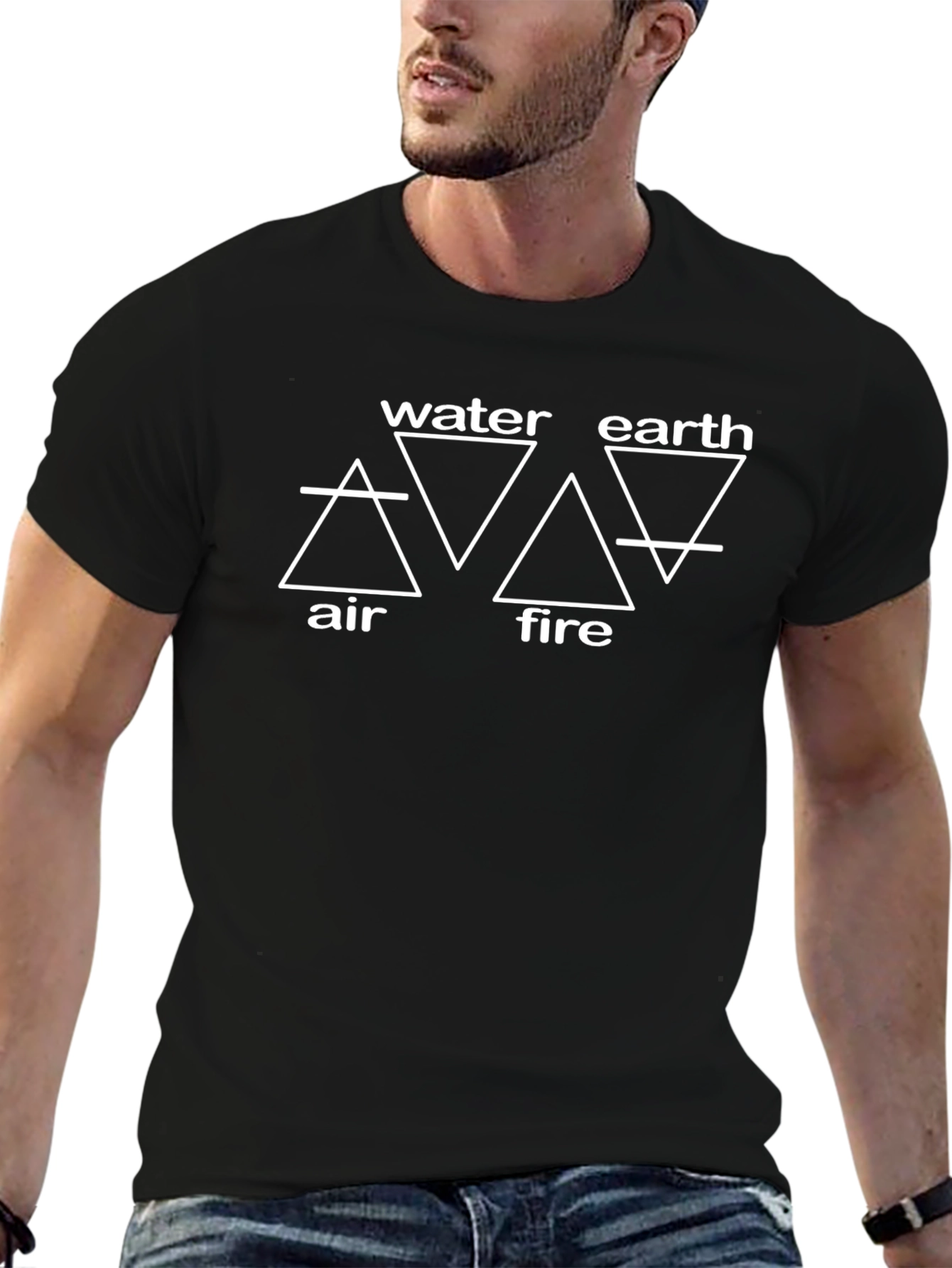 Elemental Symbol T-Shirt - Air Water Fire Earth Design