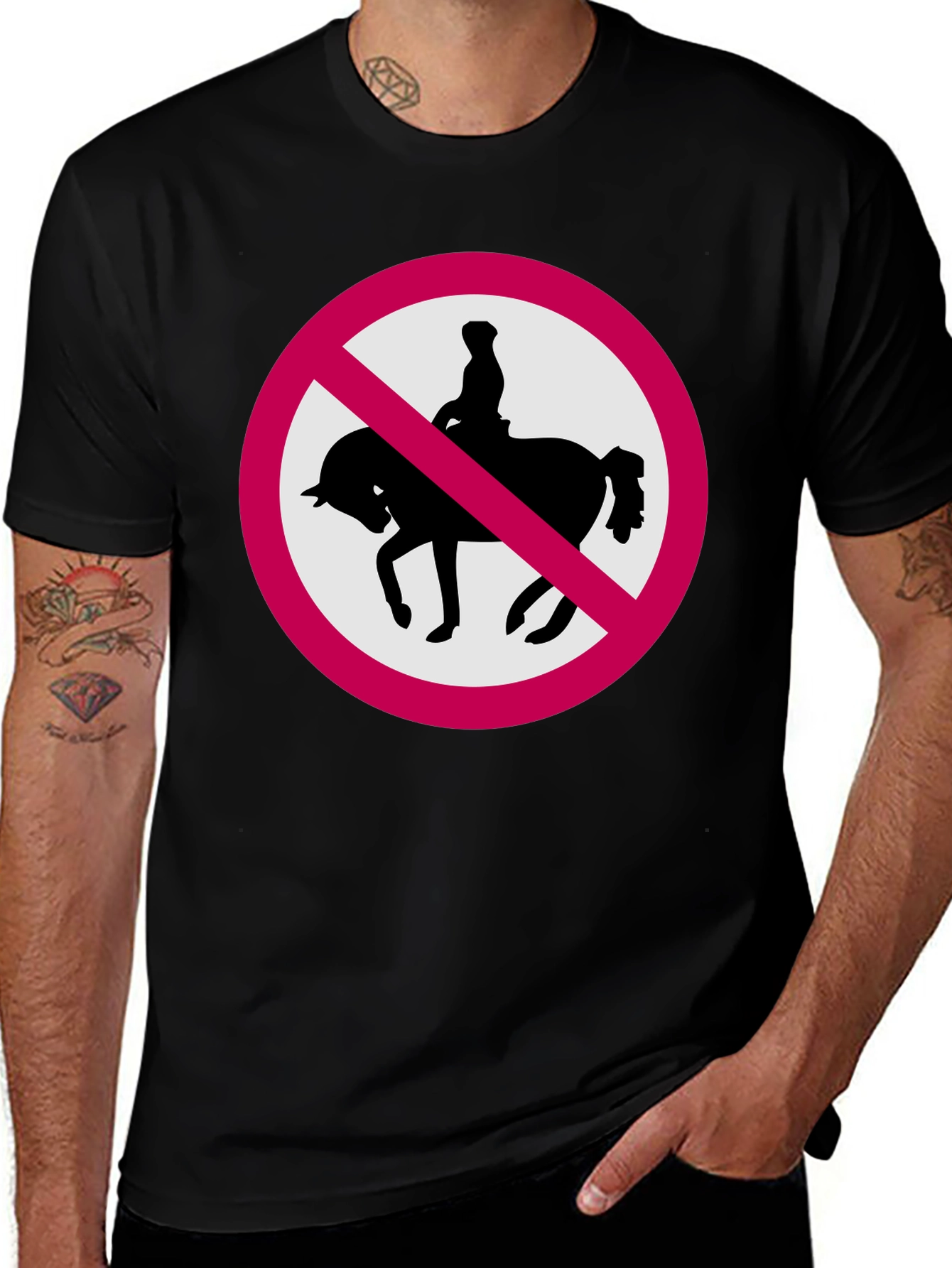 No Horse Riding Black T-Shirt