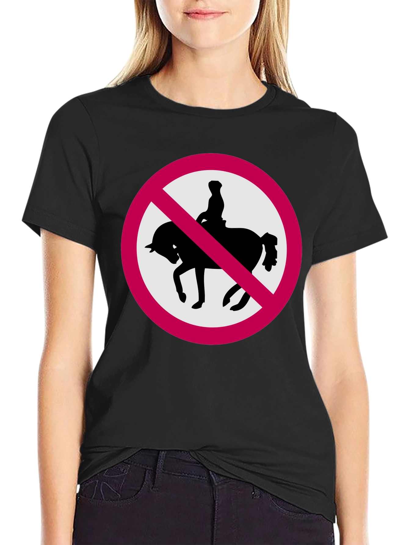 No Horse Riding Black T-Shirt