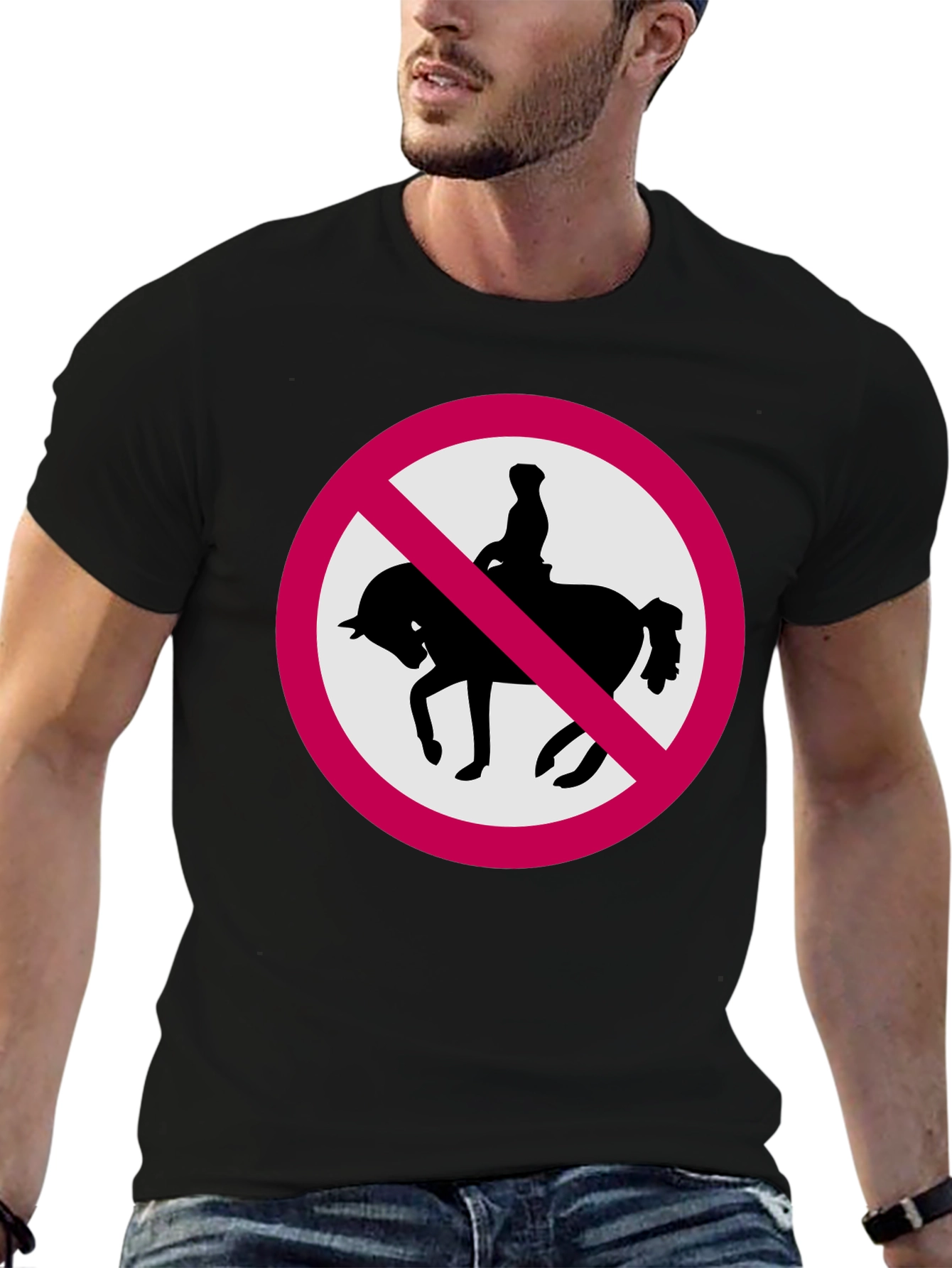 No Horse Riding Black T-Shirt