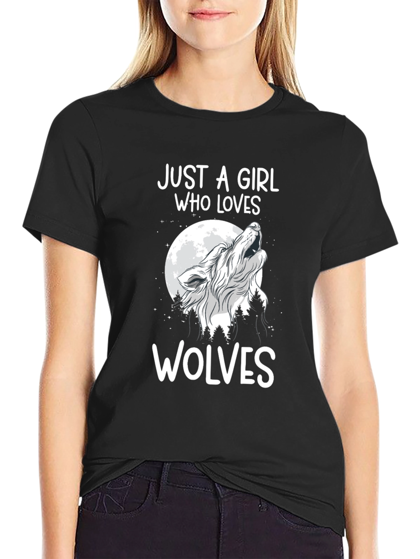 Just a Girl Who Loves Wolves Graphic Tee
