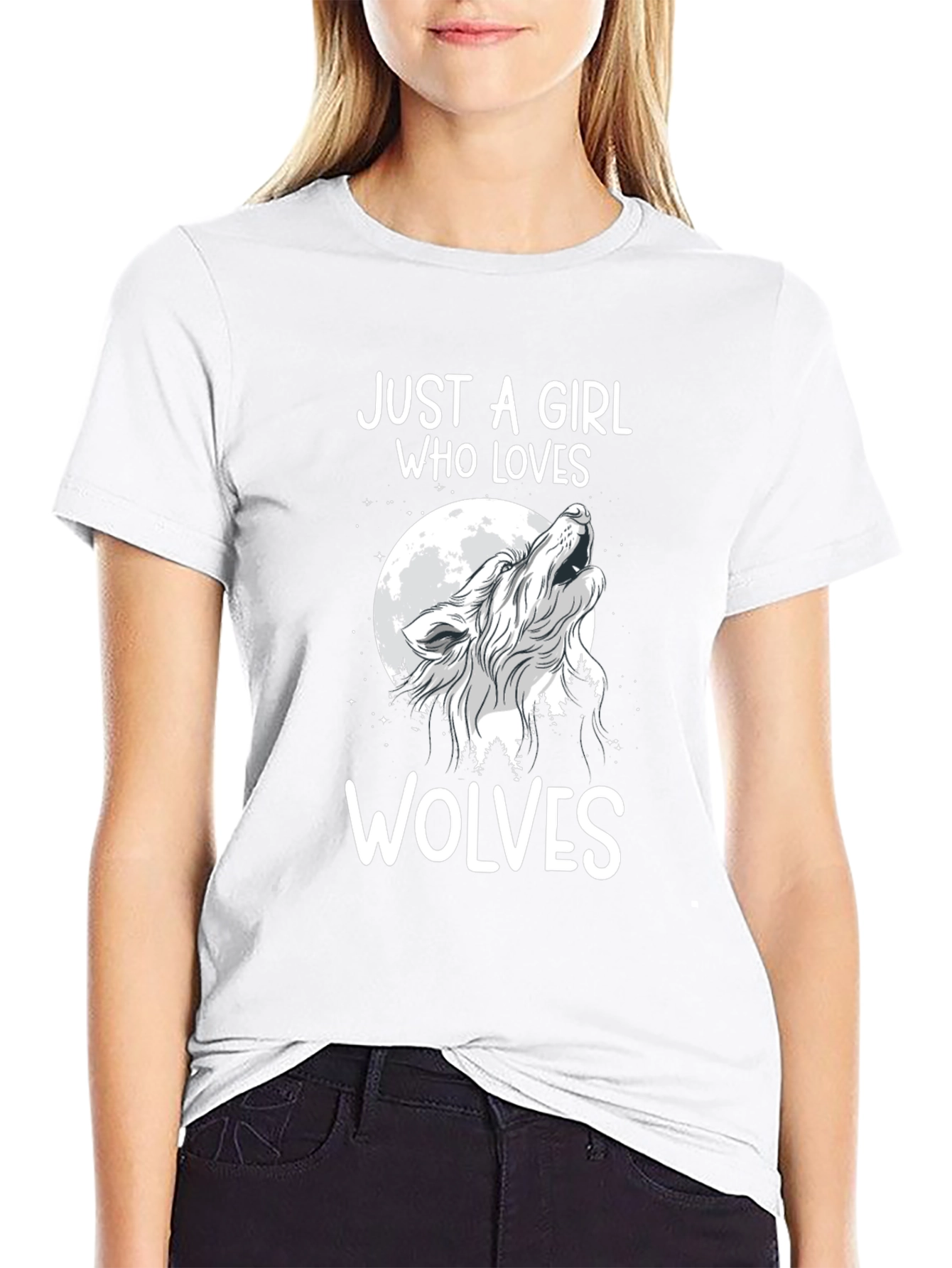 Just a Girl Who Loves Wolves Graphic Tee