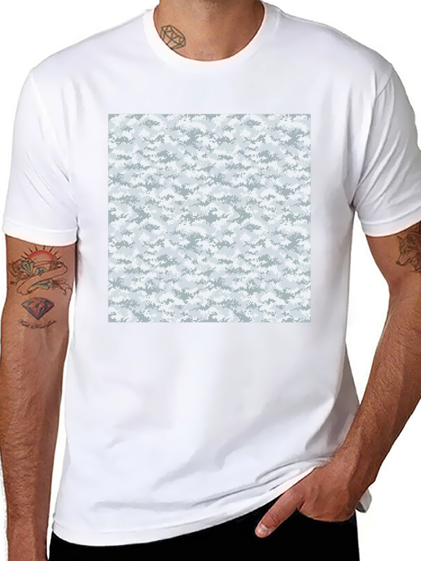 Urban Camo T-Shirt - Black Cotton Blend Modern Style