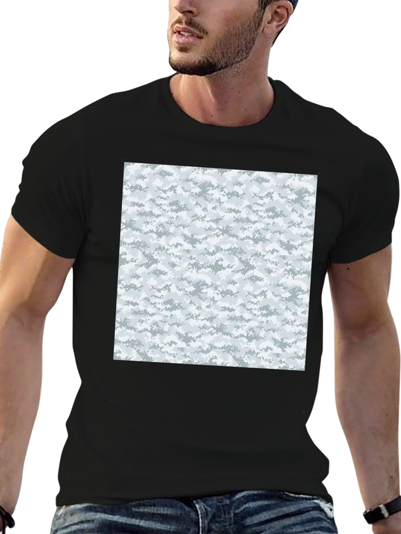 Urban Camo T-Shirt - Black Cotton Blend Modern Style