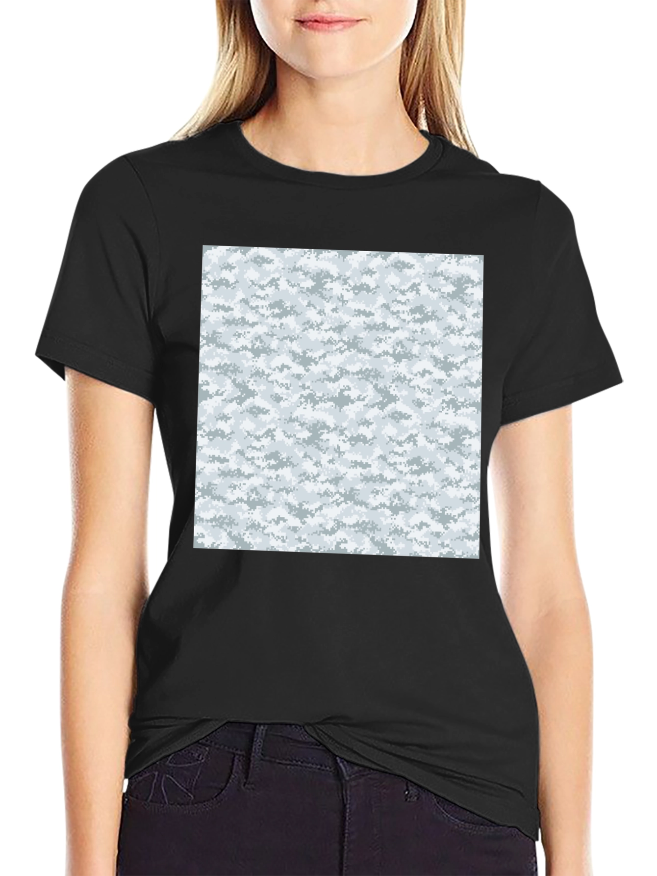 Urban Camo T-Shirt - Black Cotton Blend Modern Style