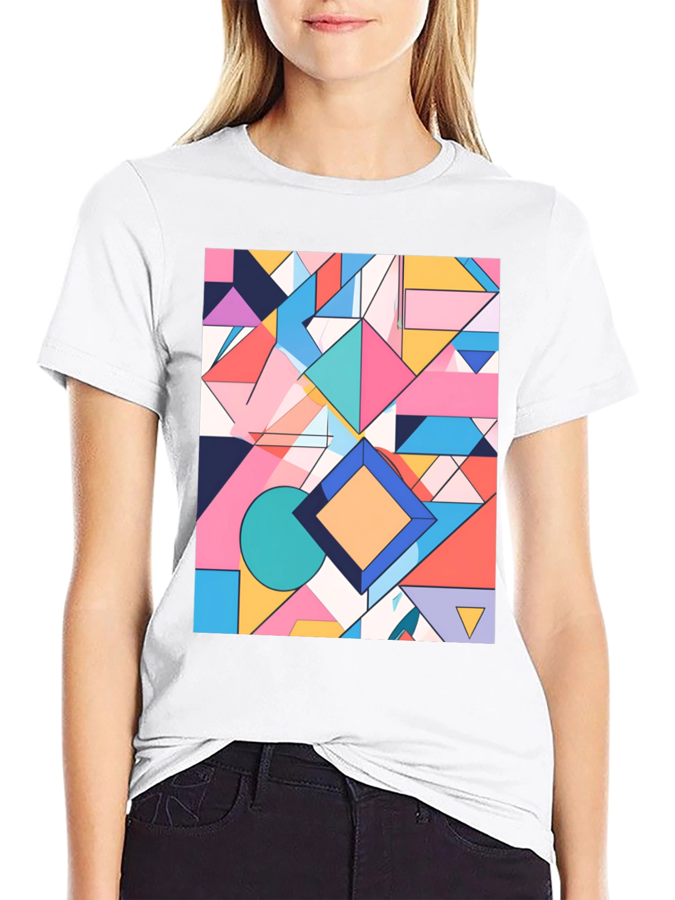Geometric Pattern Graphic Tee - Modern Art Shirt