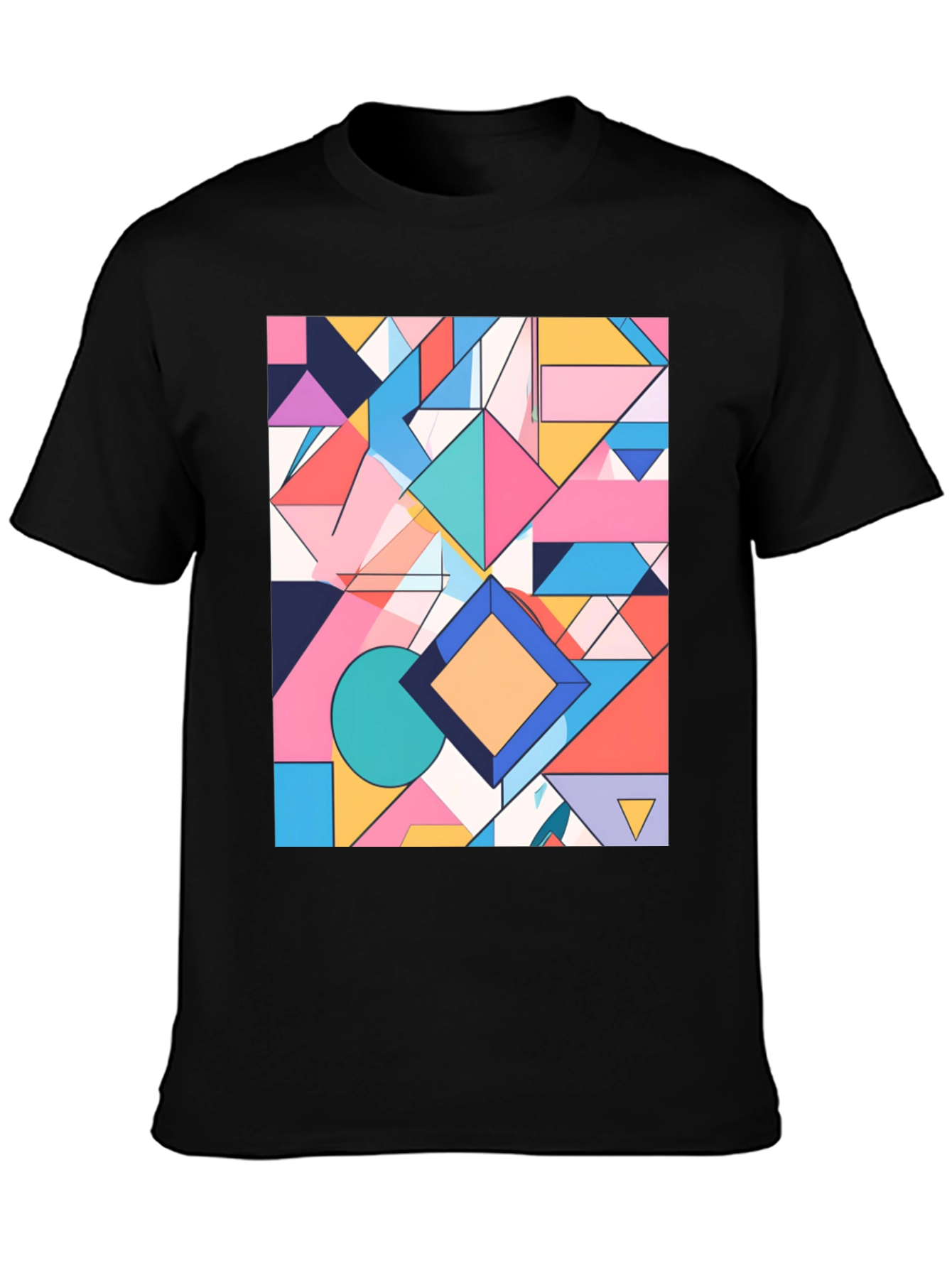 Geometric Pattern Graphic Tee - Modern Art Shirt