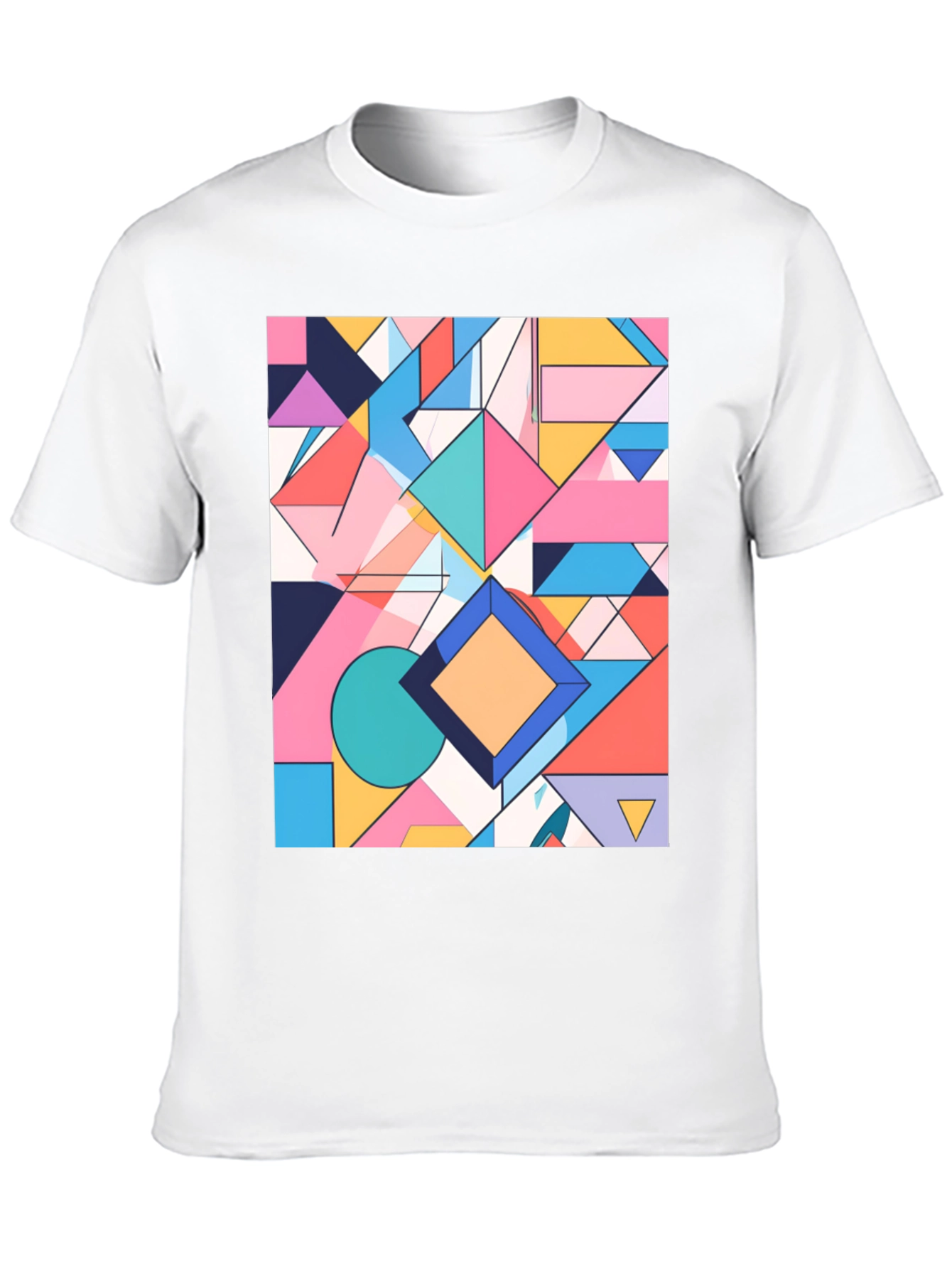 Geometric Pattern Graphic Tee - Modern Art Shirt