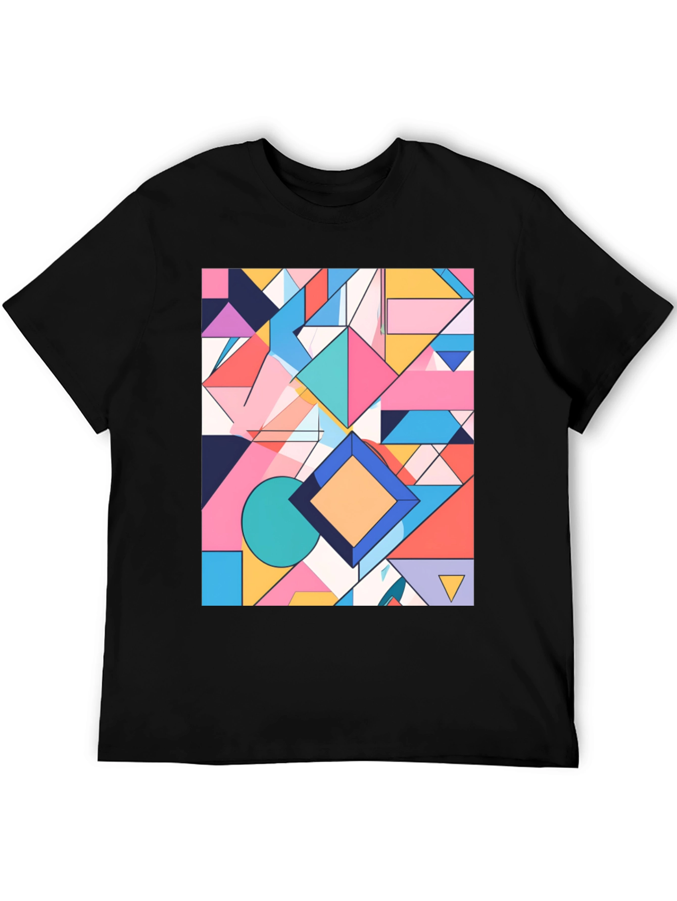 Geometric Pattern Graphic Tee - Modern Art Shirt