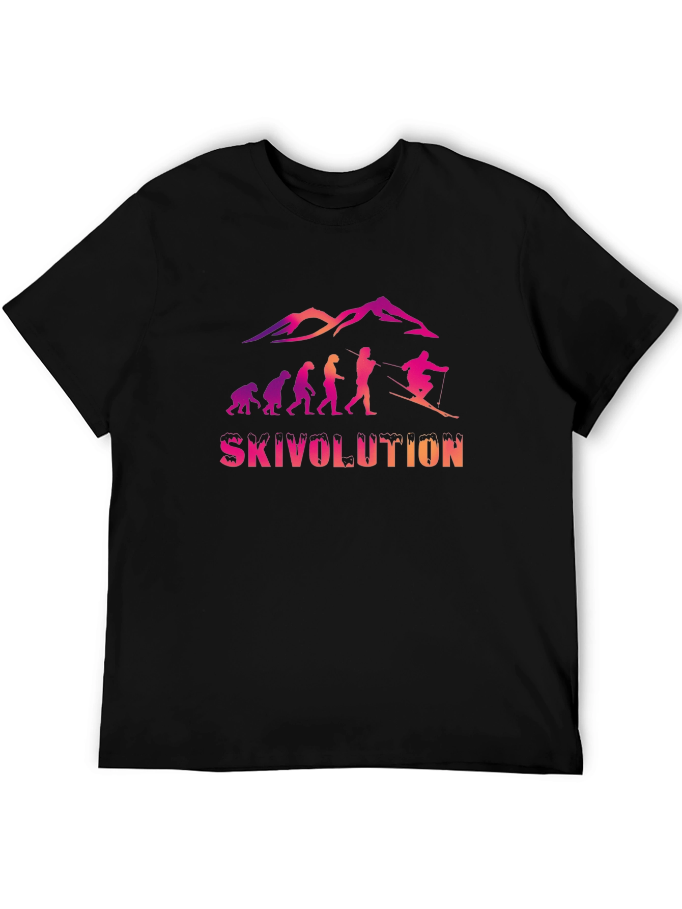 Skivolution Skiing Evolution Graphic Tee - Black