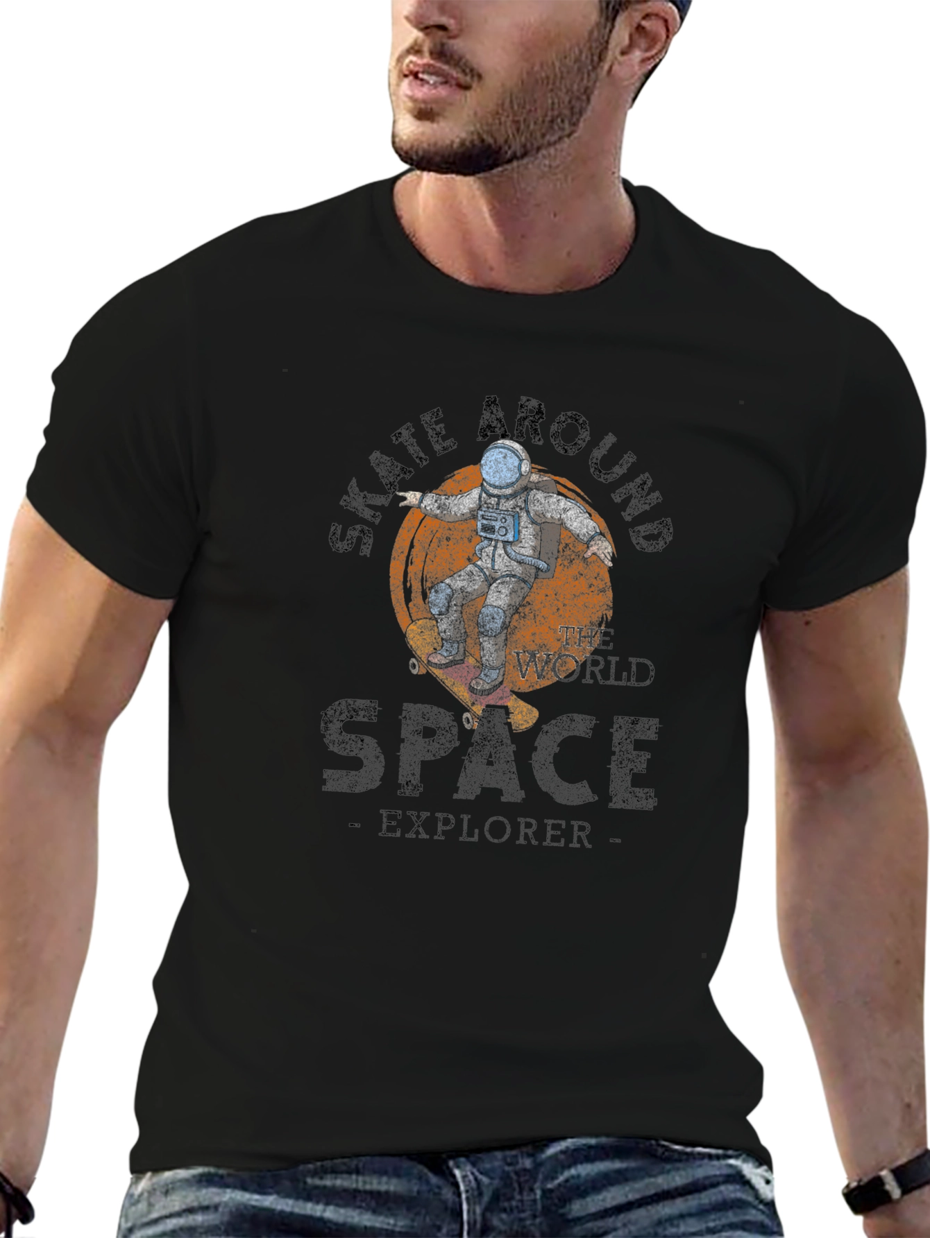 Skate Around Space Explorer T-Shirt - Unique Design