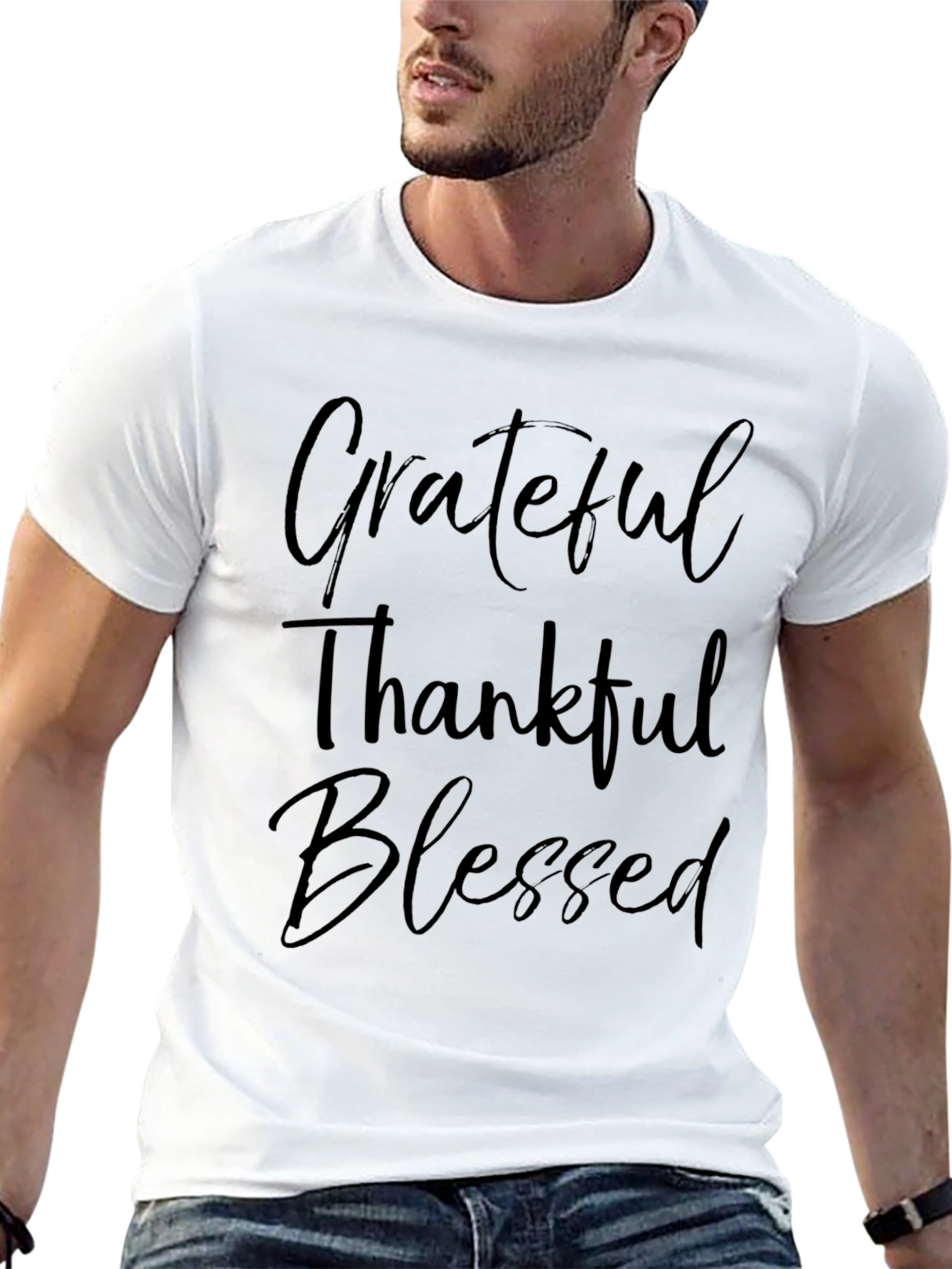 Grateful Thankful Blessed Black T-Shirt