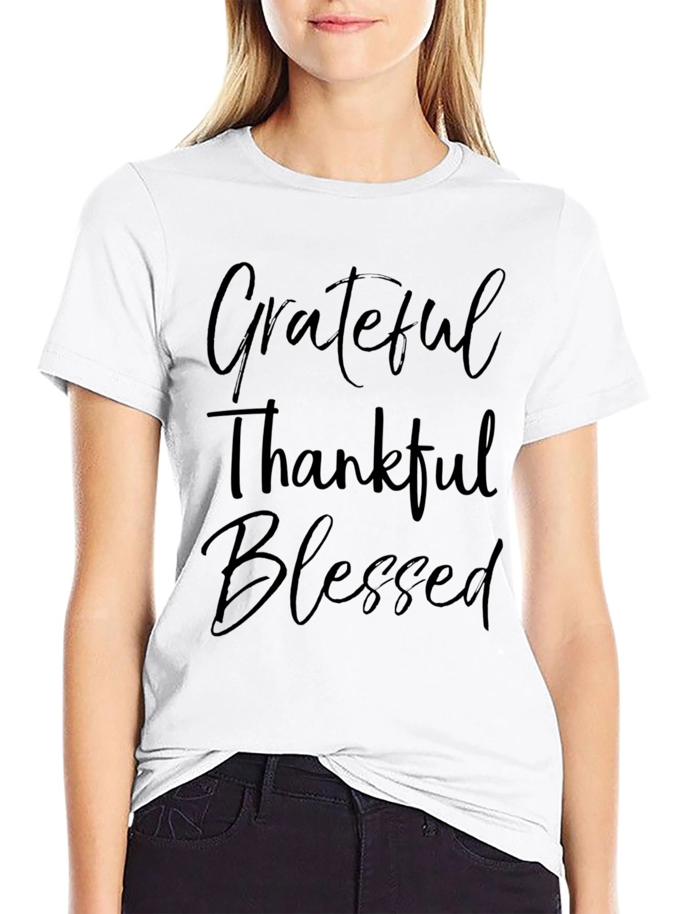Grateful Thankful Blessed Black T-Shirt
