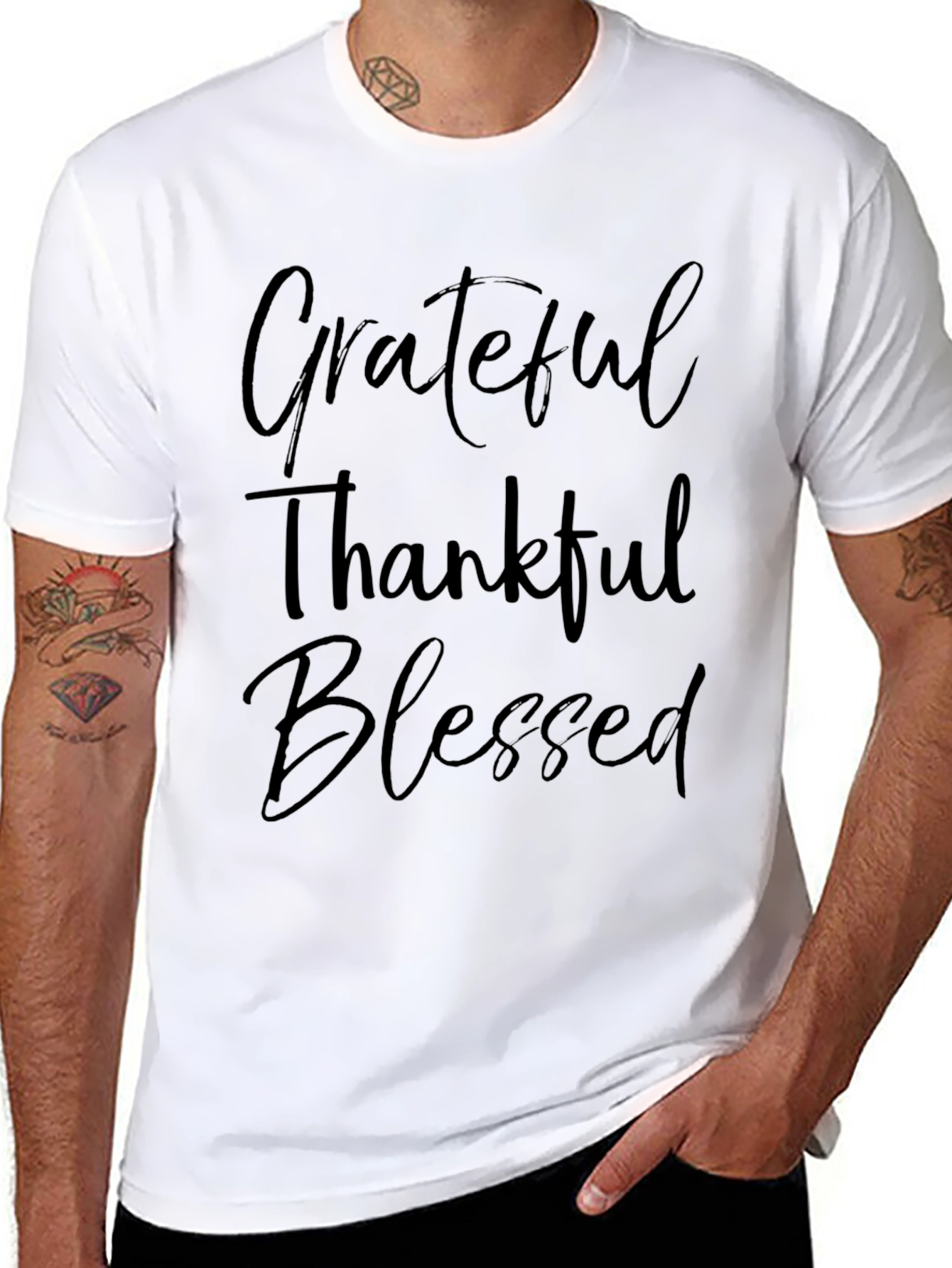 Grateful Thankful Blessed Black T-Shirt