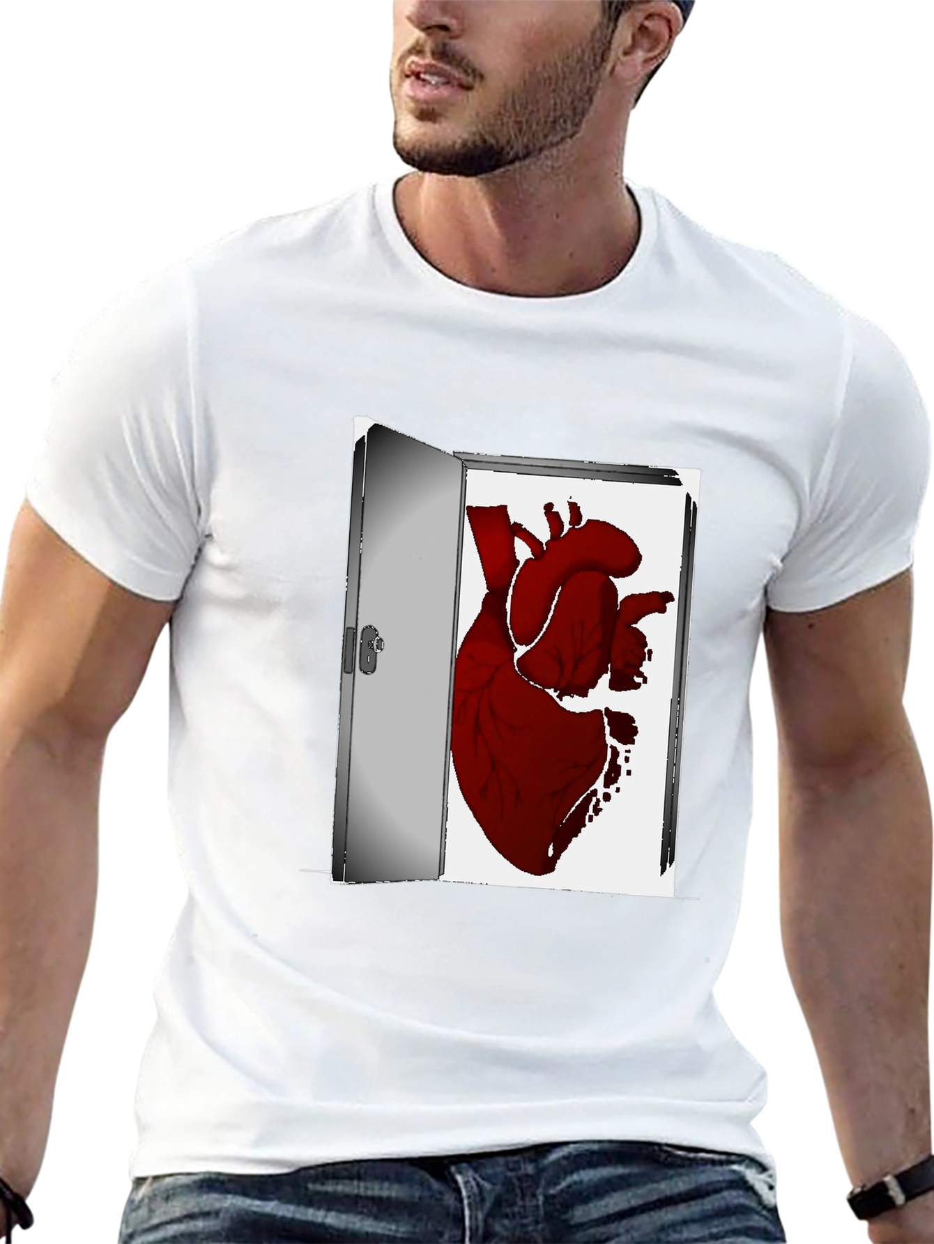 Heart in Doorway Graphic T-Shirt - Unique Design