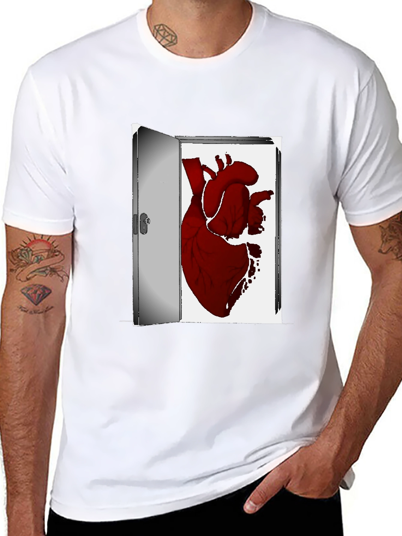 Heart in Doorway Graphic T-Shirt - Unique Design