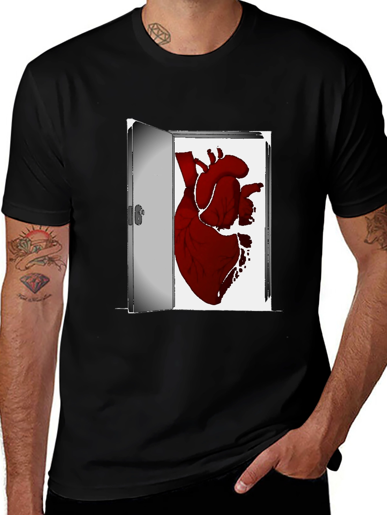 Heart in Doorway Graphic T-Shirt - Unique Design