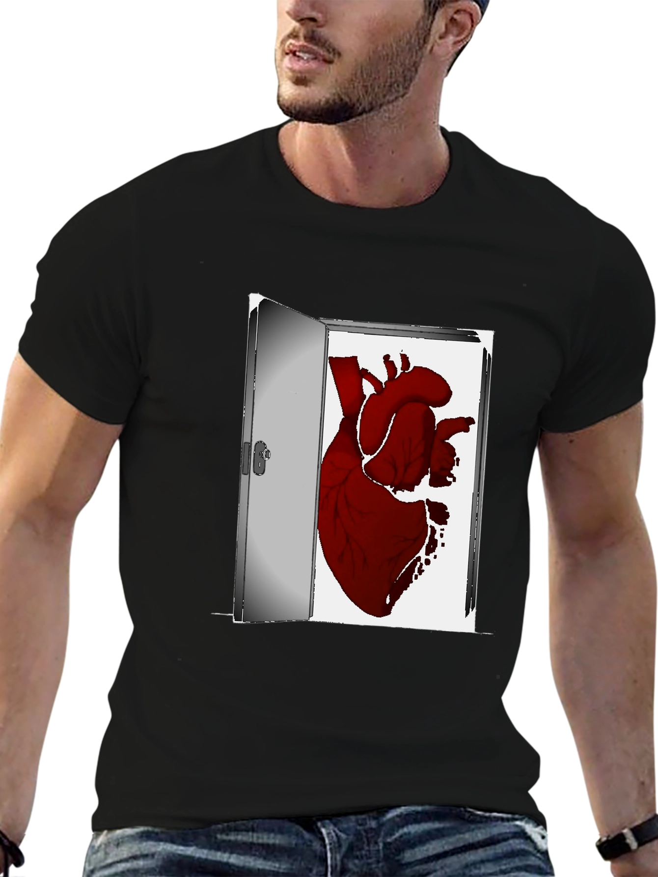 Heart in Doorway Graphic T-Shirt - Unique Design