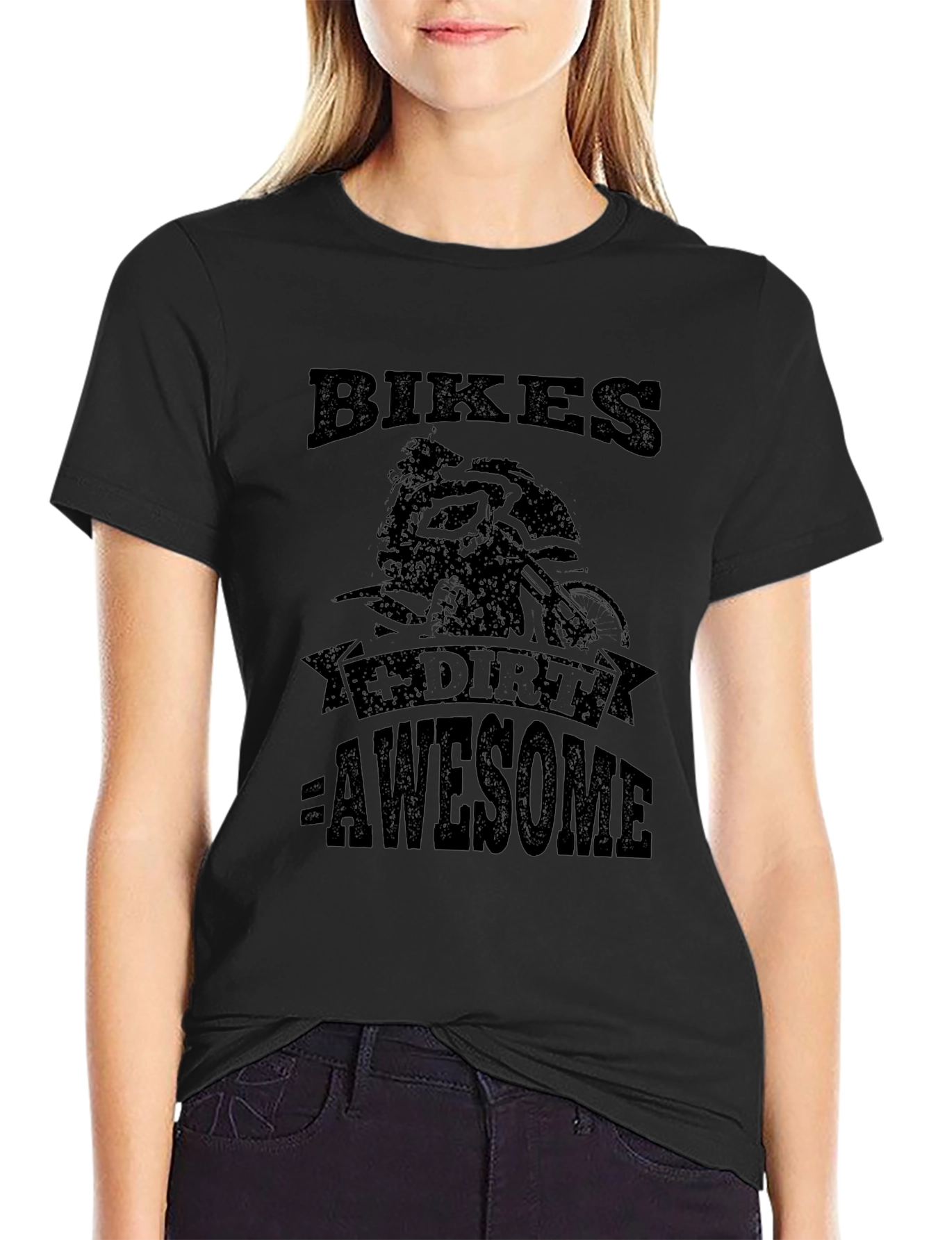 Bikes + Dirt = Awesome Black Graphic T-Shirt