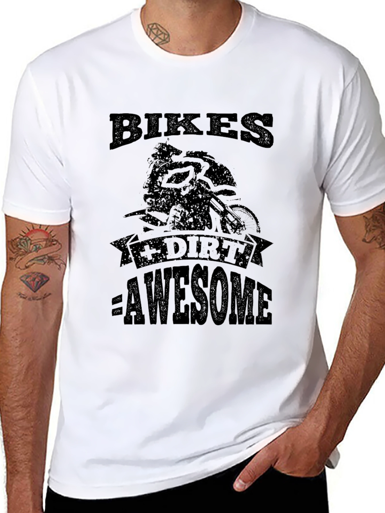 Bikes + Dirt = Awesome Black Graphic T-Shirt
