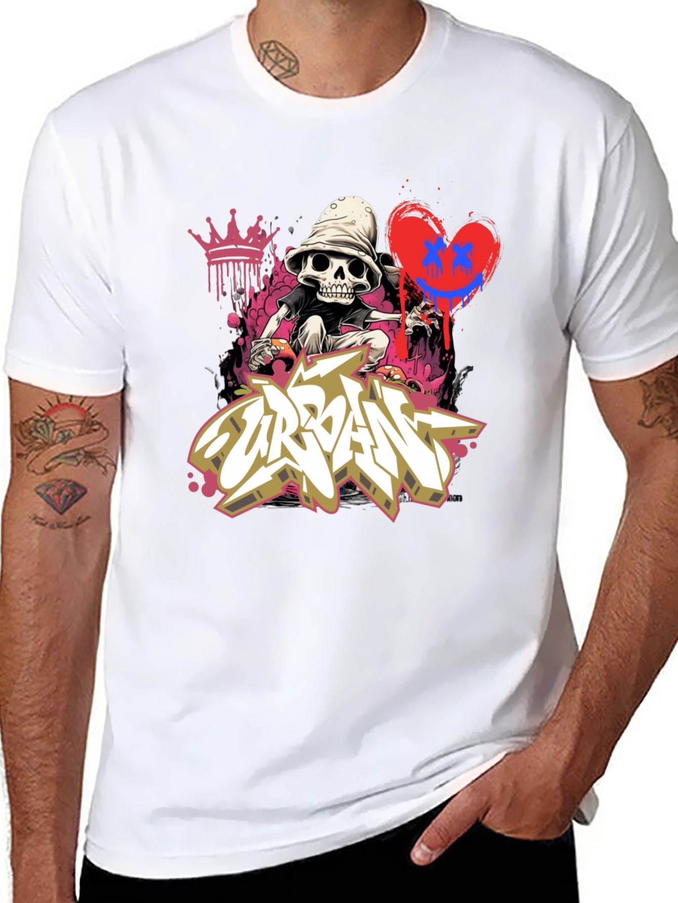 Urban Graffiti Skull Graphic Tee - Edgy Style