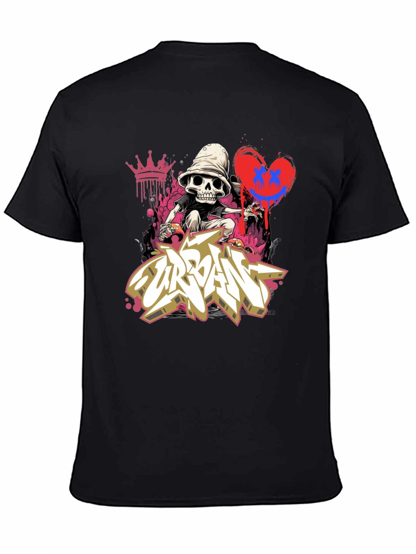 Urban Graffiti Skull Graphic Tee - Edgy Style