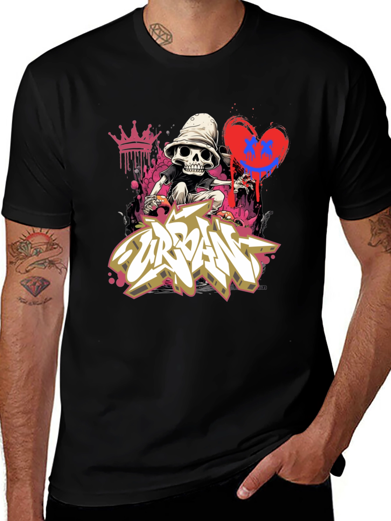 Urban Graffiti Skull Graphic Tee - Edgy Style