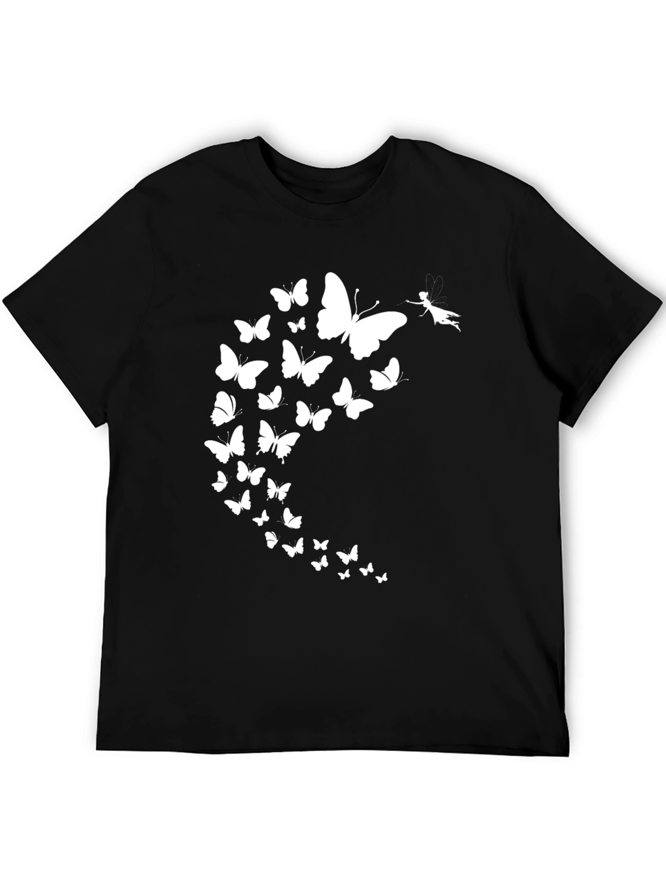 Butterfly Fairy Graphic Tee - Black Casual T-Shirt
