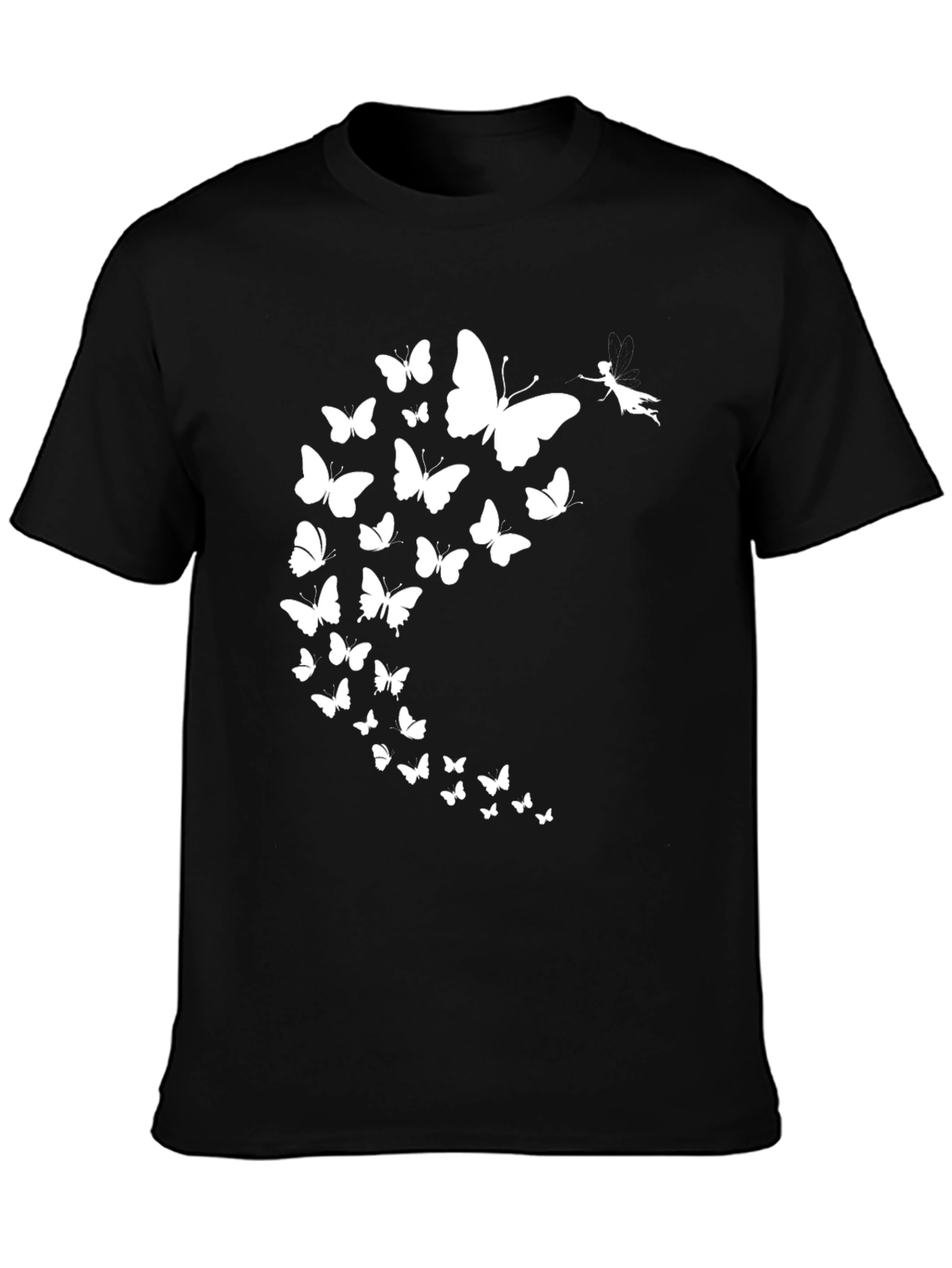 Butterfly Fairy Graphic Tee - Black Casual T-Shirt