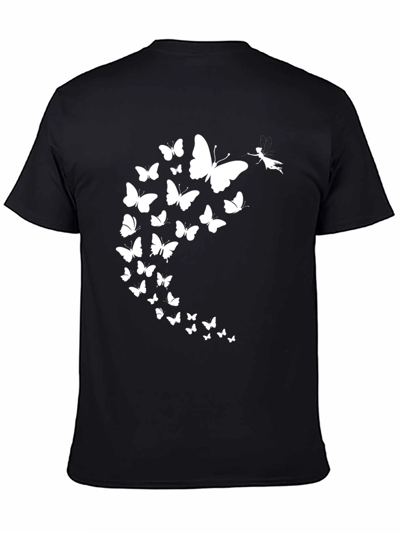 Butterfly Fairy Graphic Tee - Black Casual T-Shirt