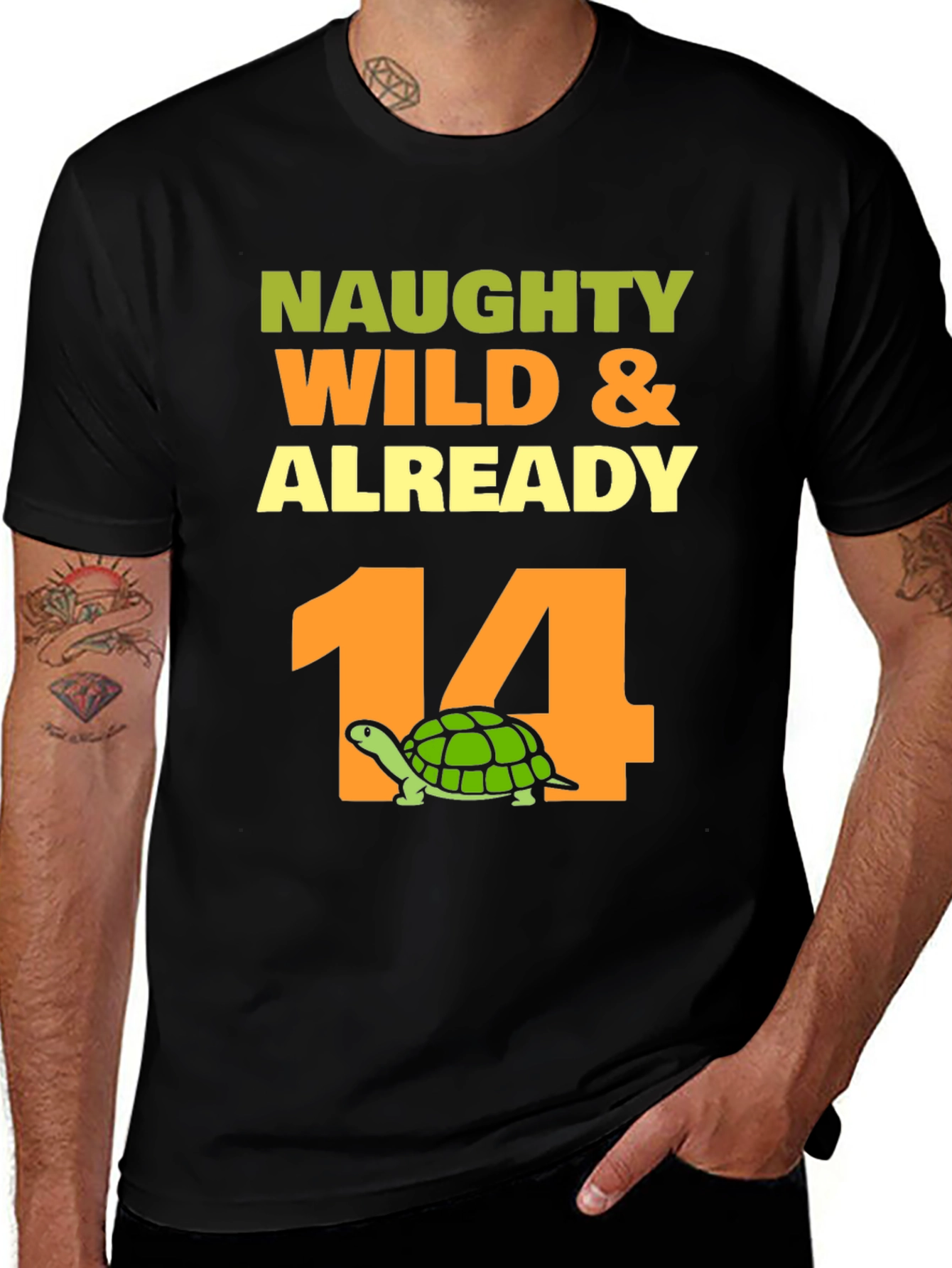 Naughty Wild & Already 14 Turtle Birthday T-Shirt