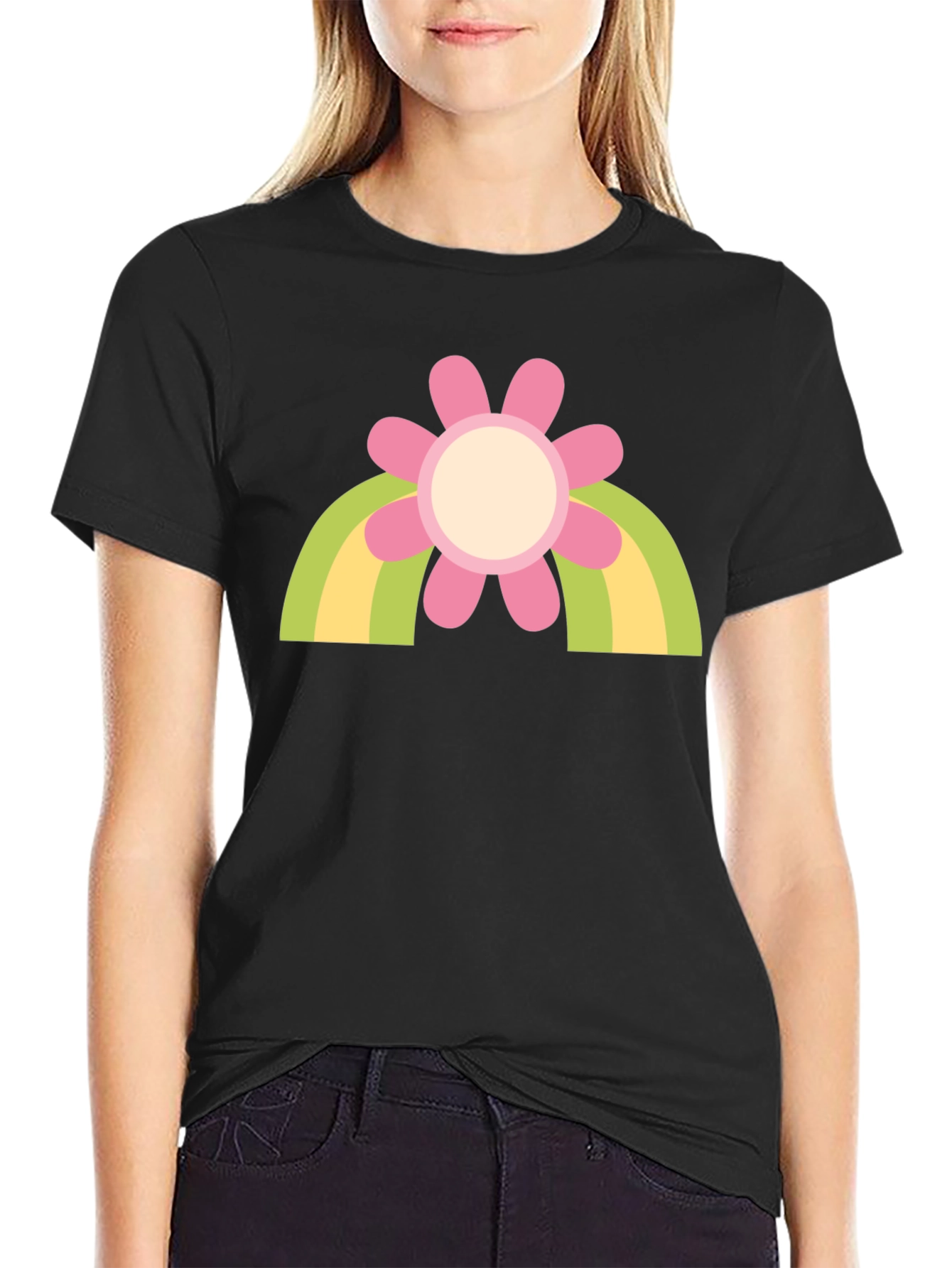 Retro Flower Rainbow T-Shirt - Groovy Style