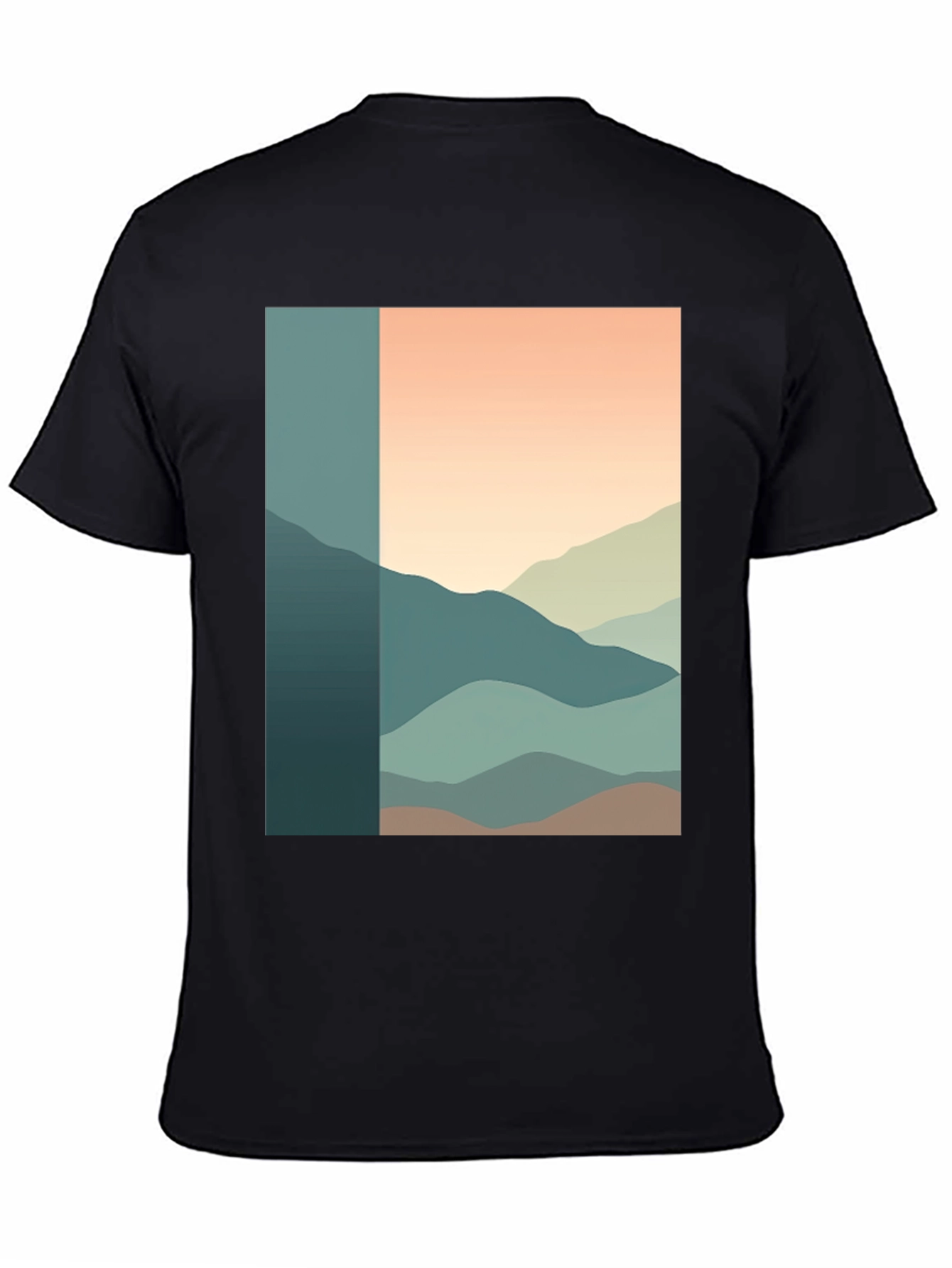 Abstract Mountain Range Graphic Tee - Black