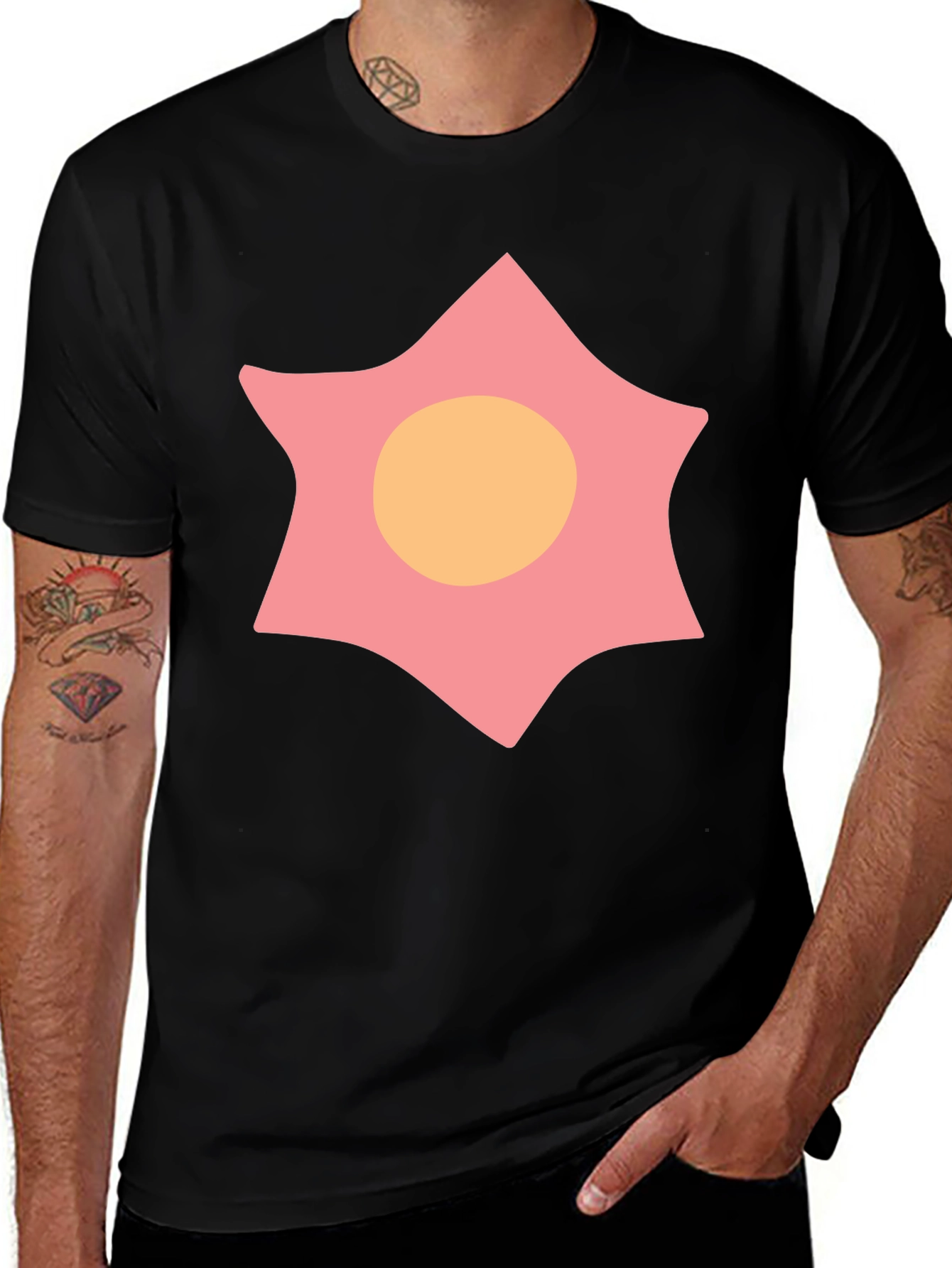 Star Design Black T-Shirt